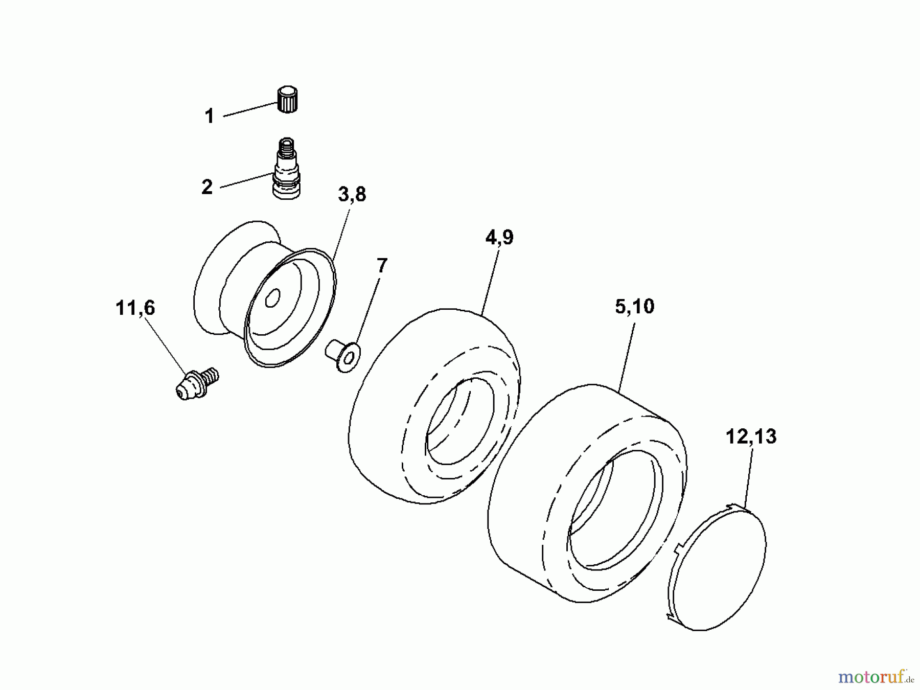  Husqvarna Rasen und Garten Traktoren GTH 220 (954002022A) - Husqvarna Garden Tractor (1995-05 & After) Wheels & Tires