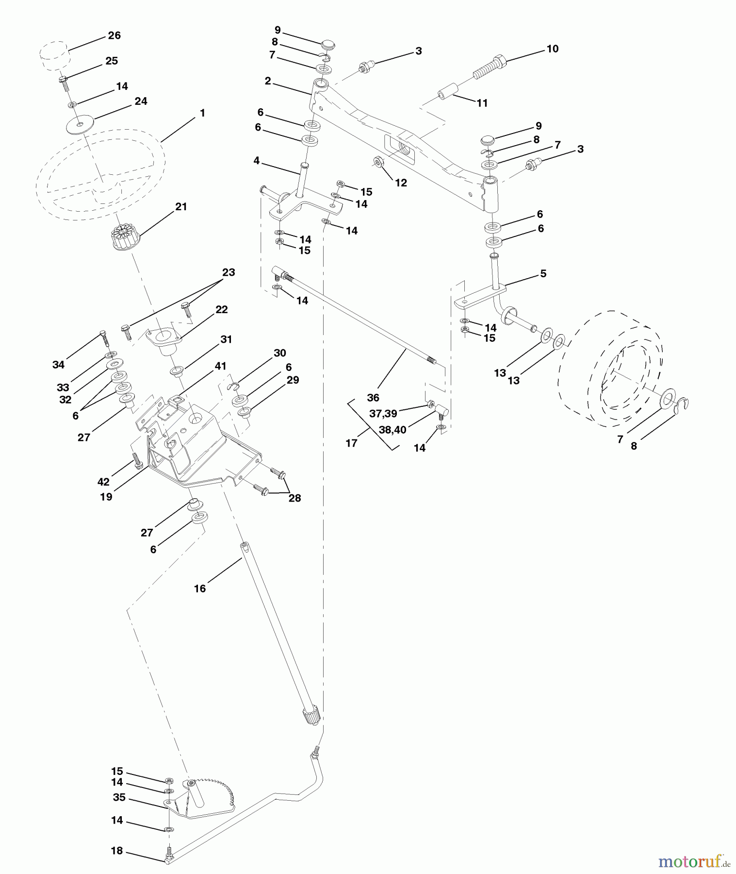 Husqvarna Rasen und Garten Traktoren GTH 220 (954140012D) - Husqvarna Garden Tractor (1998-07 & After) Steering Assembly