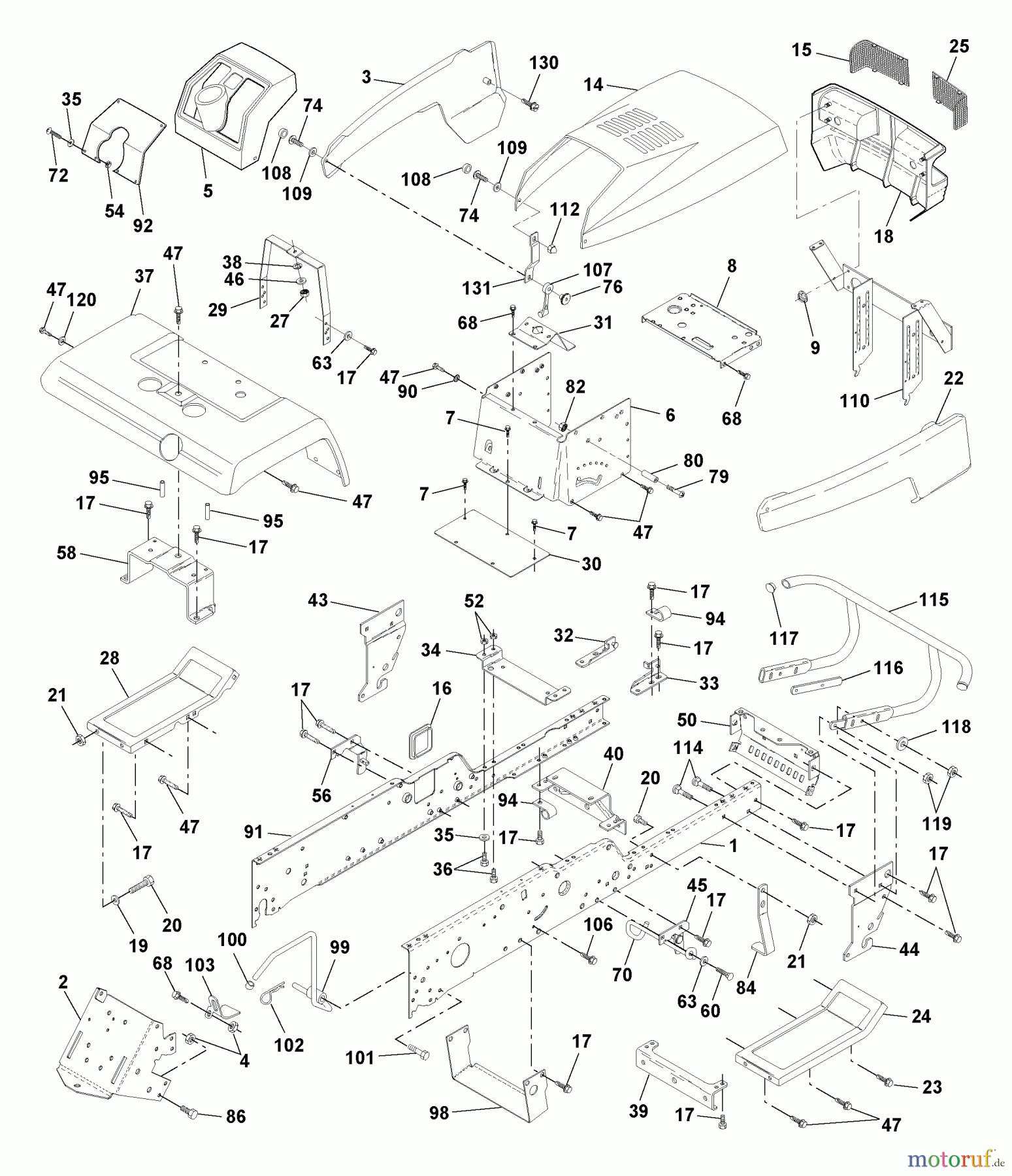  Husqvarna Rasen und Garten Traktoren GTH 220 (954830167A) - Husqvarna Garden Tractor (1995-08 & After) Chassis And Enclosures