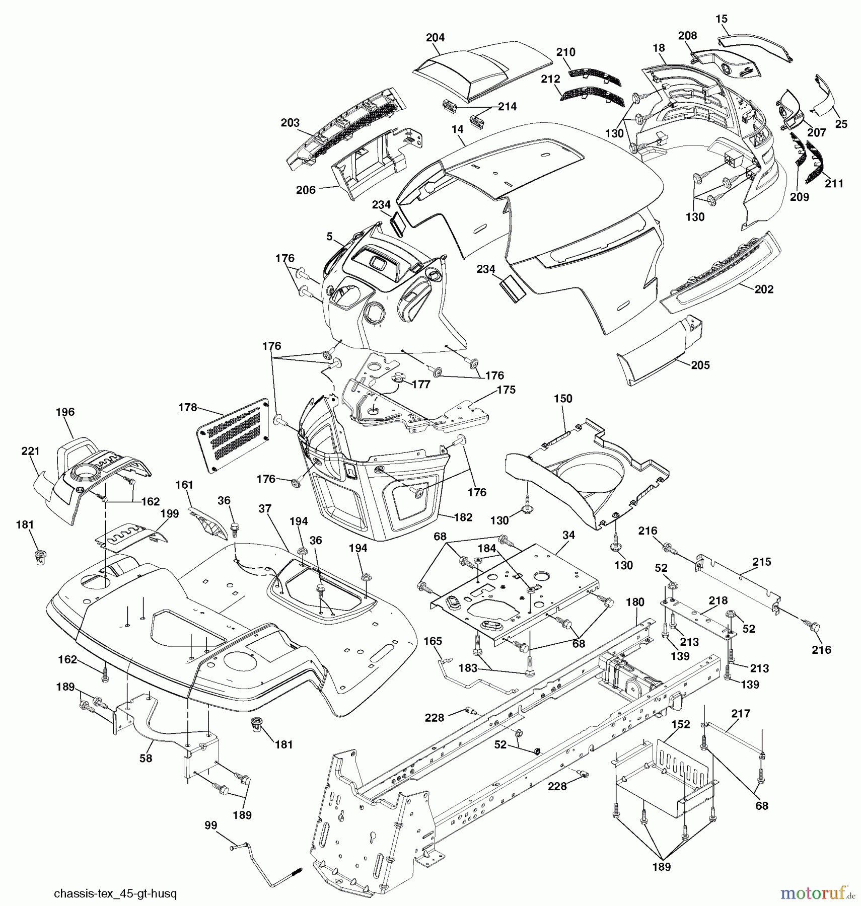  Husqvarna Rasen und Garten Traktoren GTH 2448T (96043000901) - Husqvarna Garden Tractor (2006-06 & After) Chassis