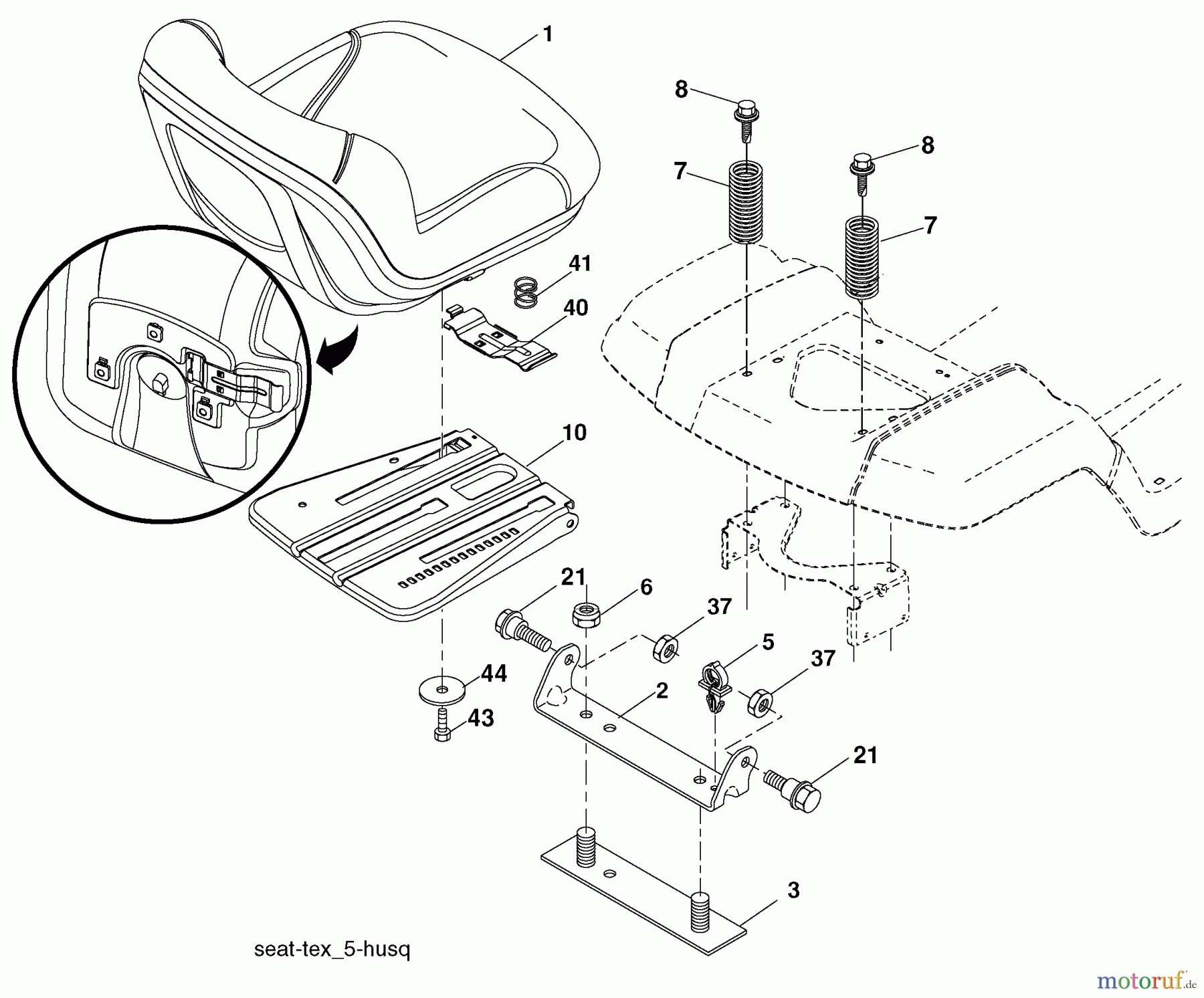  Husqvarna Rasen und Garten Traktoren GTH 2448T (96043000901) - Husqvarna Garden Tractor (2006-06 & After) Seat Assembly