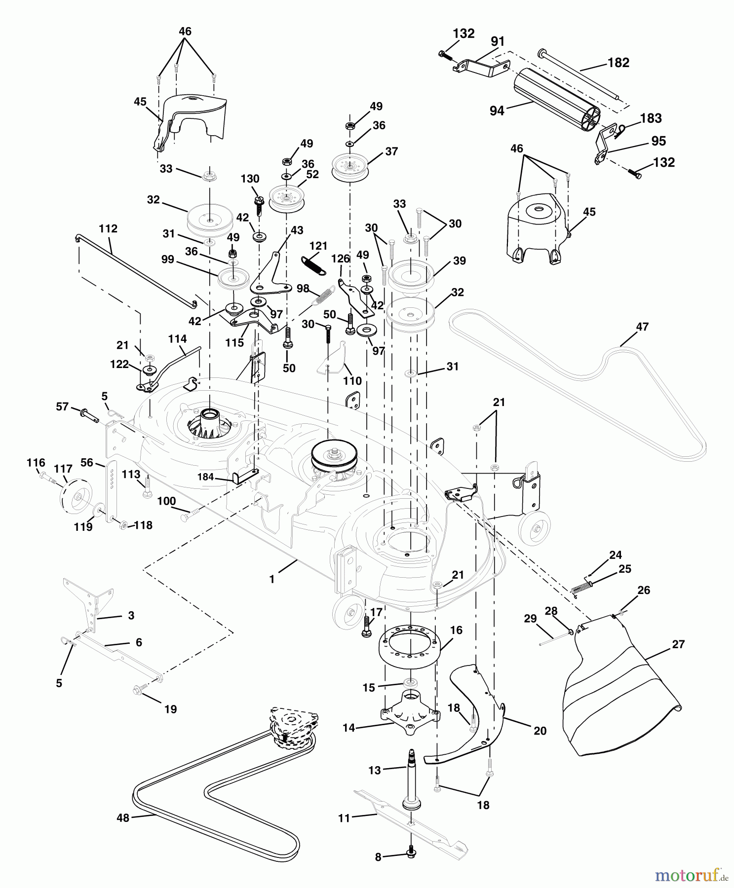  Husqvarna Rasen und Garten Traktoren GTH 250 (954170055) (HEGTH250A) - Husqvarna Garden Tractor (2002-02 & After) Mower Deck