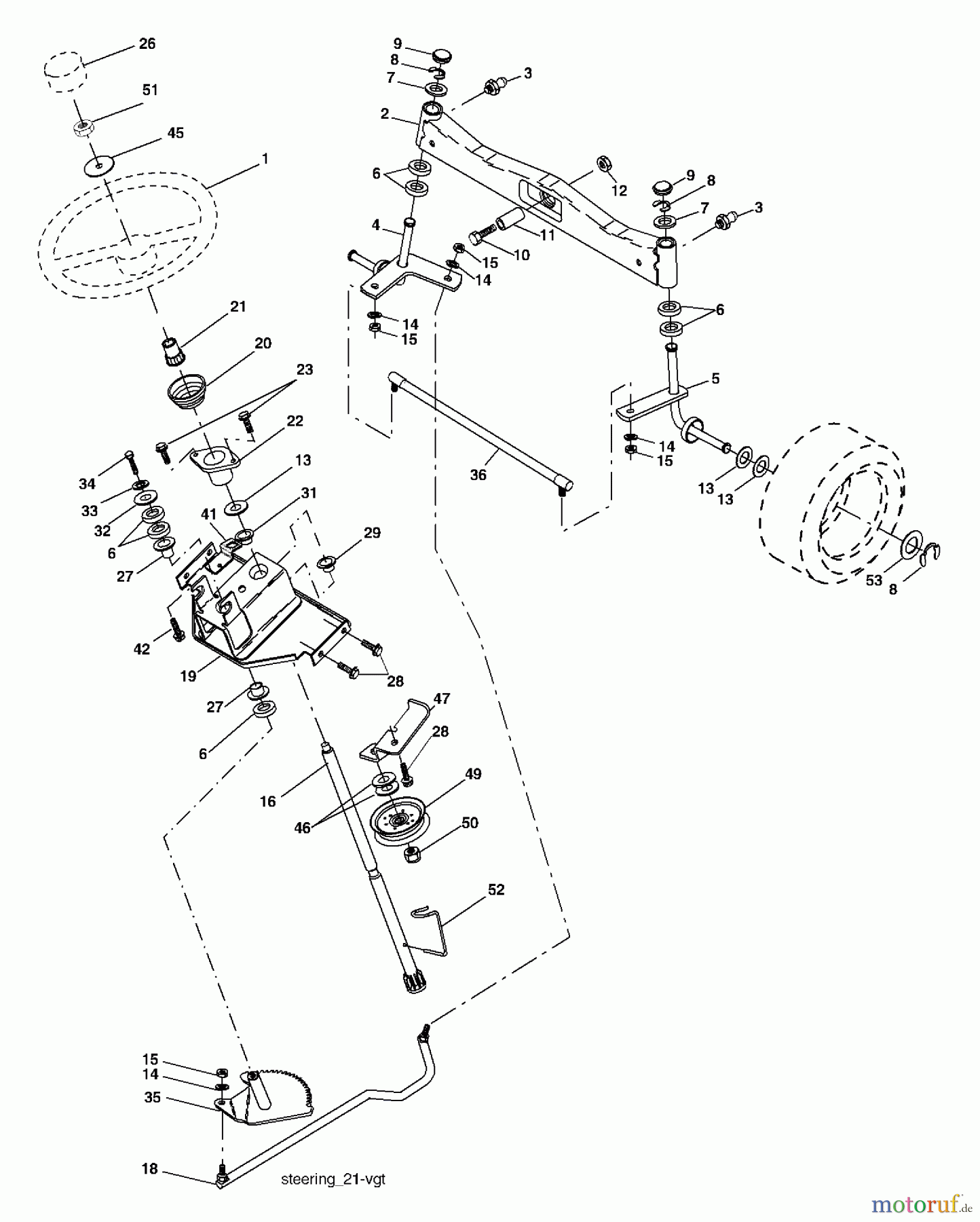 Husqvarna Rasen und Garten Traktoren GTH 2548 (96023000300) - Husqvarna Garden Tractor (2005-05 & After) Steering Assembly