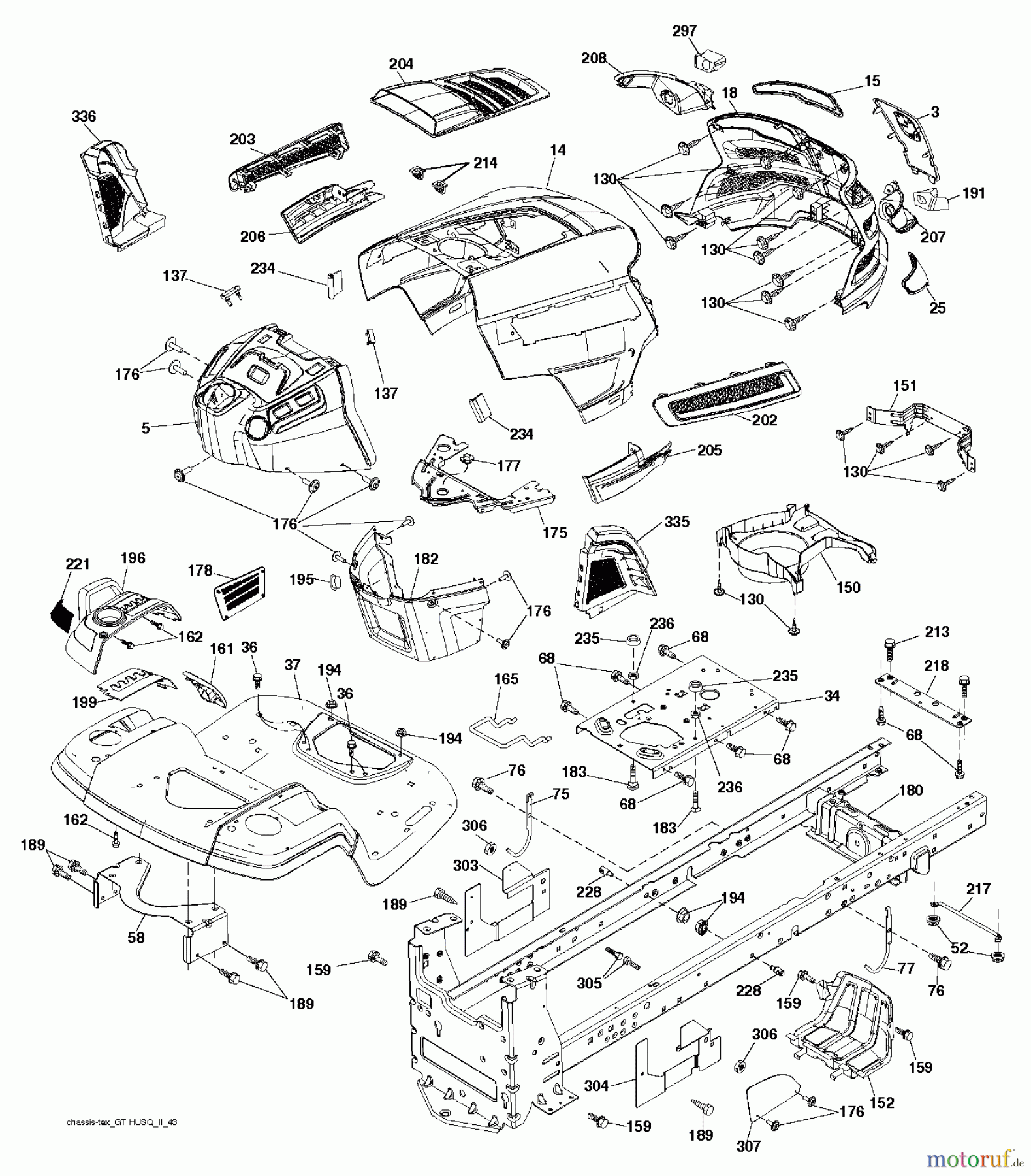  Husqvarna Rasen und Garten Traktoren GTH 263T (96041022600) - Husqvarna Garden Tractor (2011-04 & After) CHASSIS ENCLOSURES