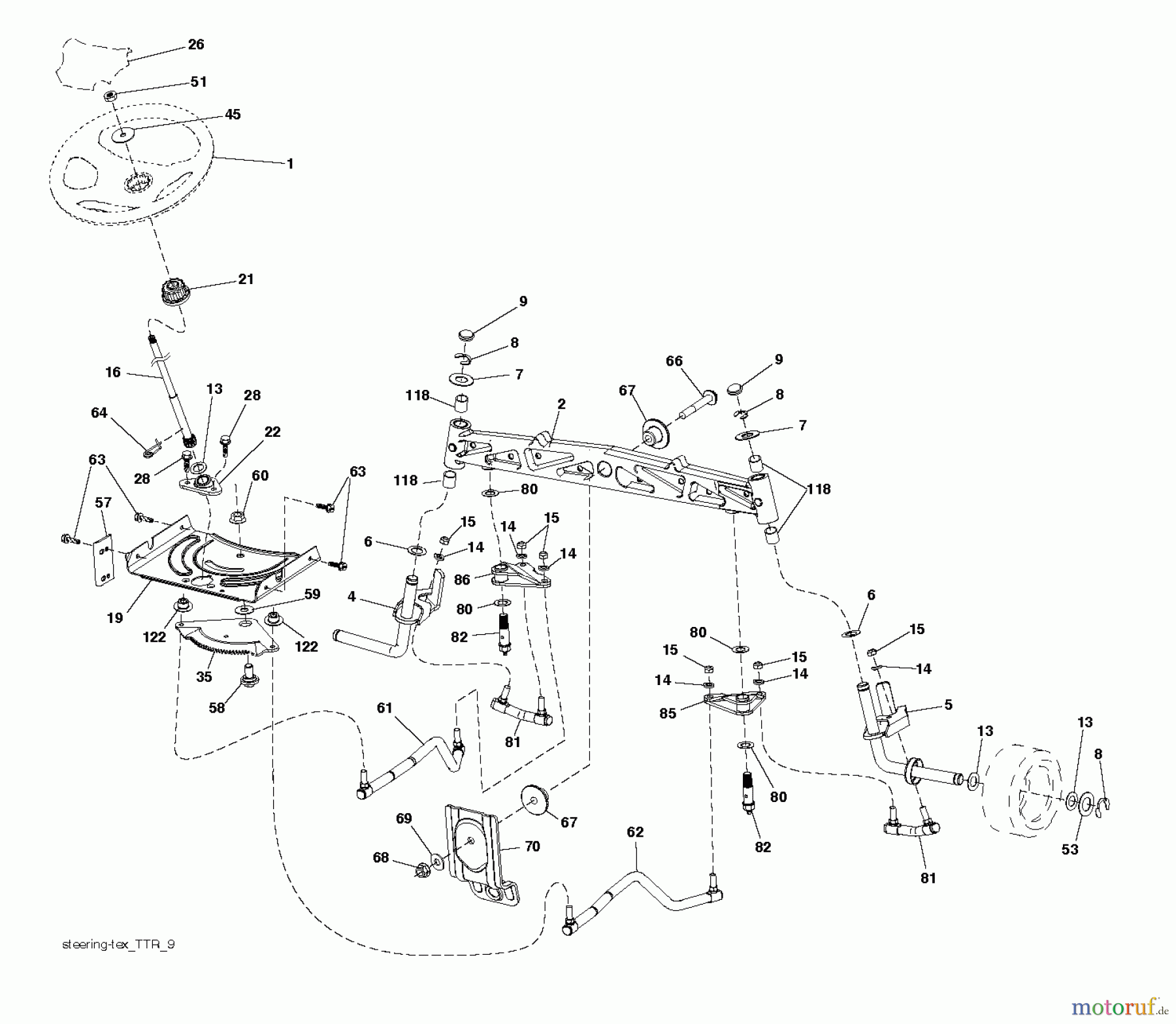  Husqvarna Rasen und Garten Traktoren GTH 264T (96041025001) - Husqvarna Garden Tractor (2012-03 & After) STEERING