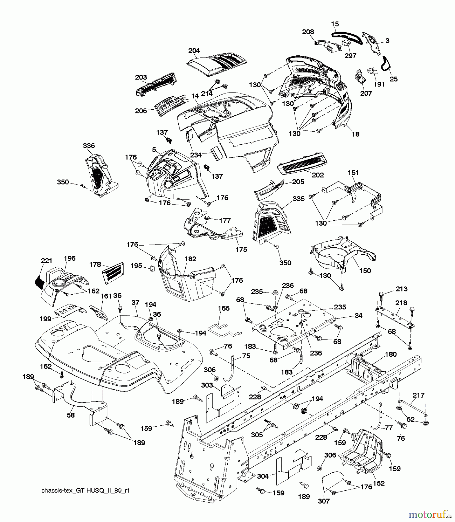 Husqvarna Rasen und Garten Traktoren GTH 264T (96041025100) - Husqvarna Garden Tractor (2012-01 & After) CHASSIS ENCLOSURES