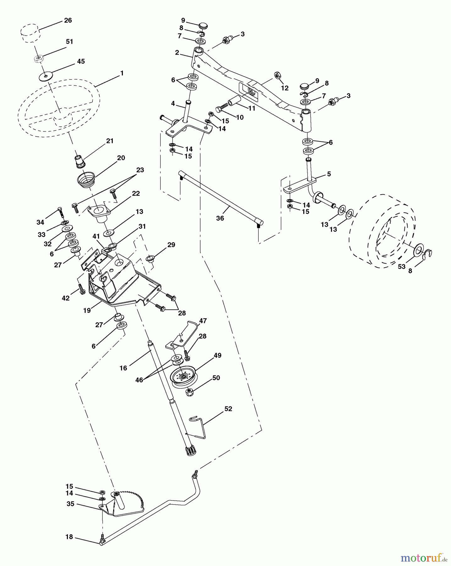 Husqvarna Rasen und Garten Traktoren GTH 2654 (96025000100) - Husqvarna Garden Tractor (2005-06 & After) Steering Assembly