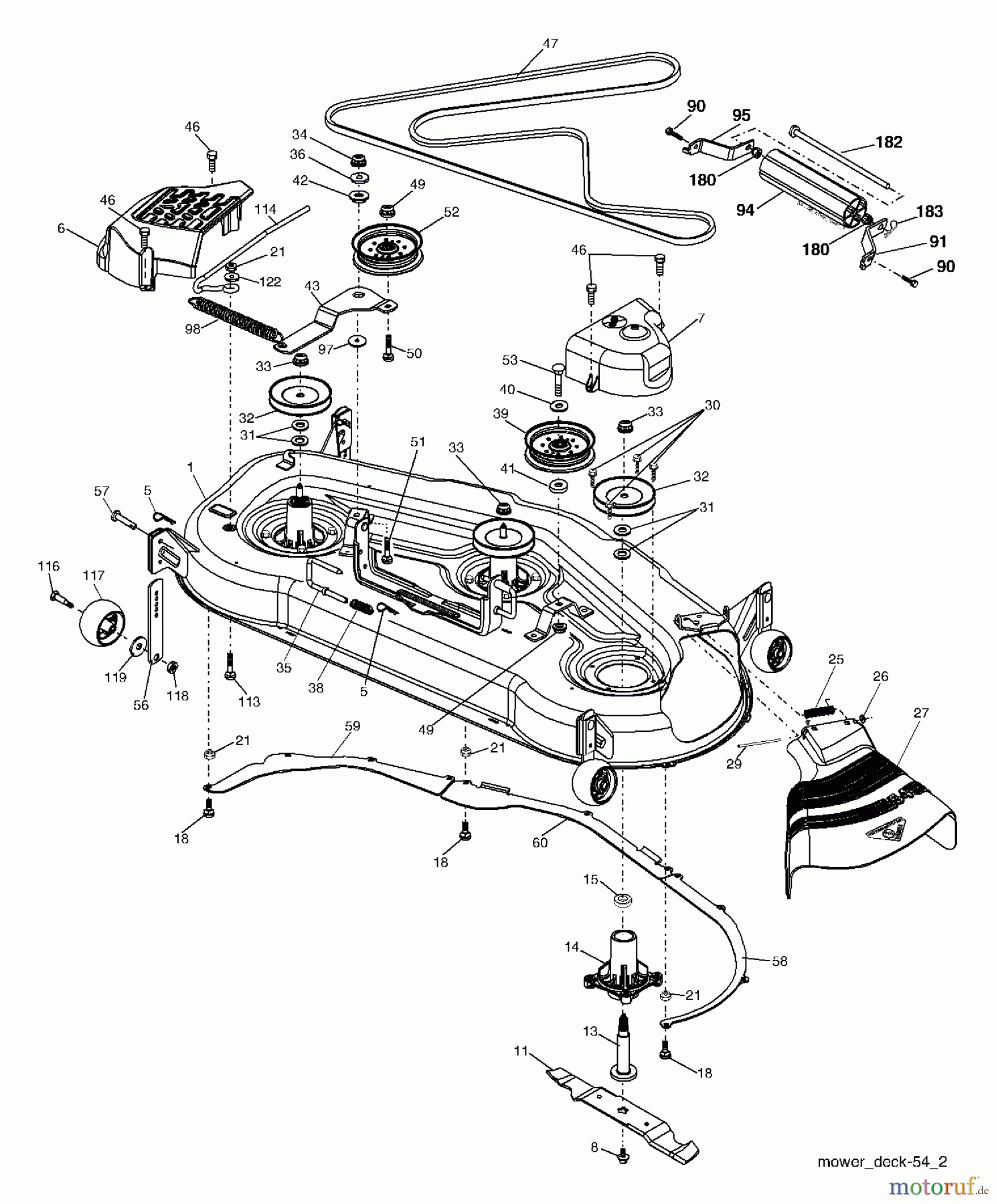 Husqvarna Rasen und Garten Traktoren GTH 2654 (96025000101) - Husqvarna Garden Tractor (2005-06 & After) Mower Deck