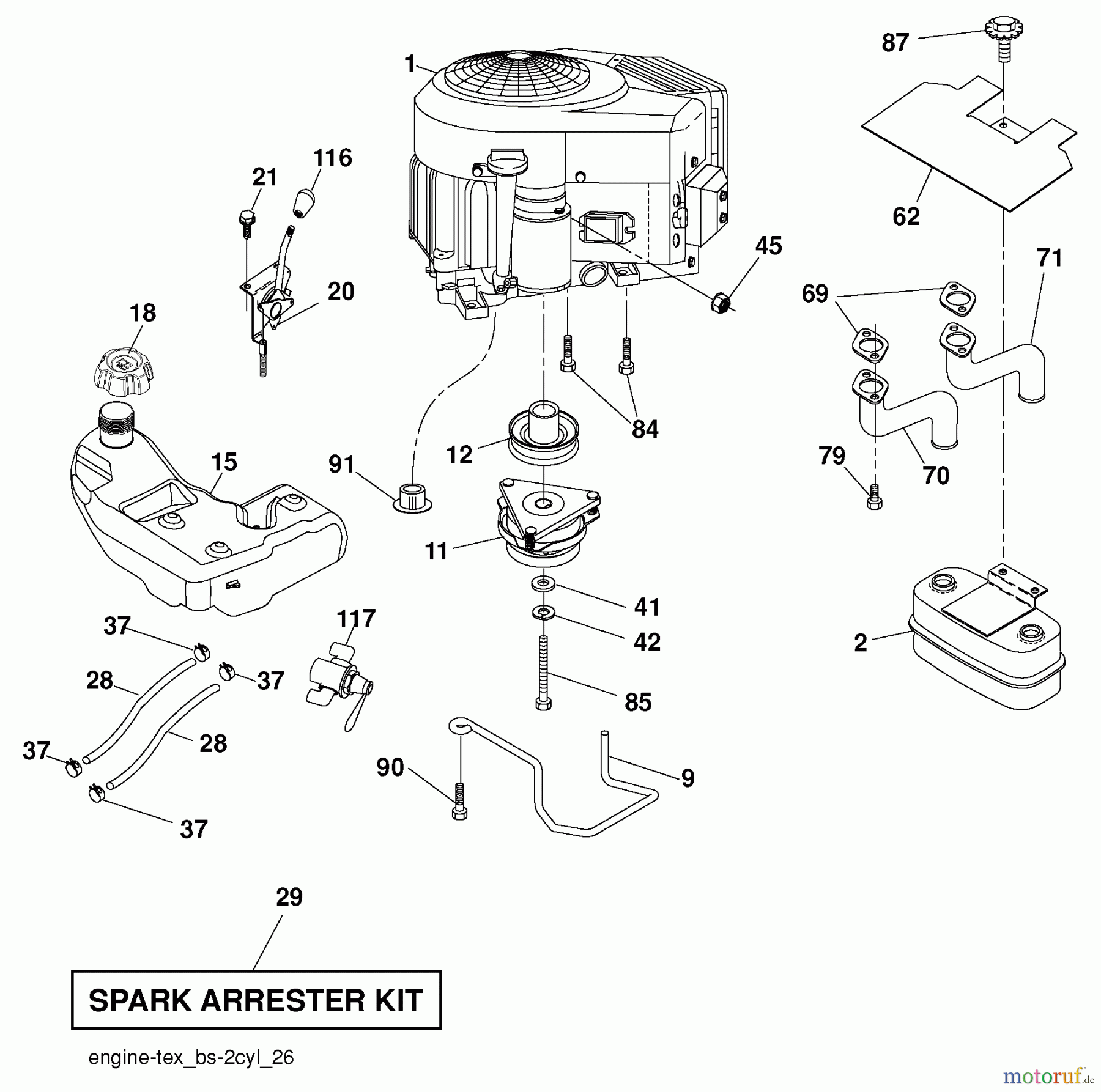 Husqvarna Rasen und Garten Traktoren GTH 26V48LS (96043009000) - Husqvarna Garden Tractor (2009-12 & After) Engine
