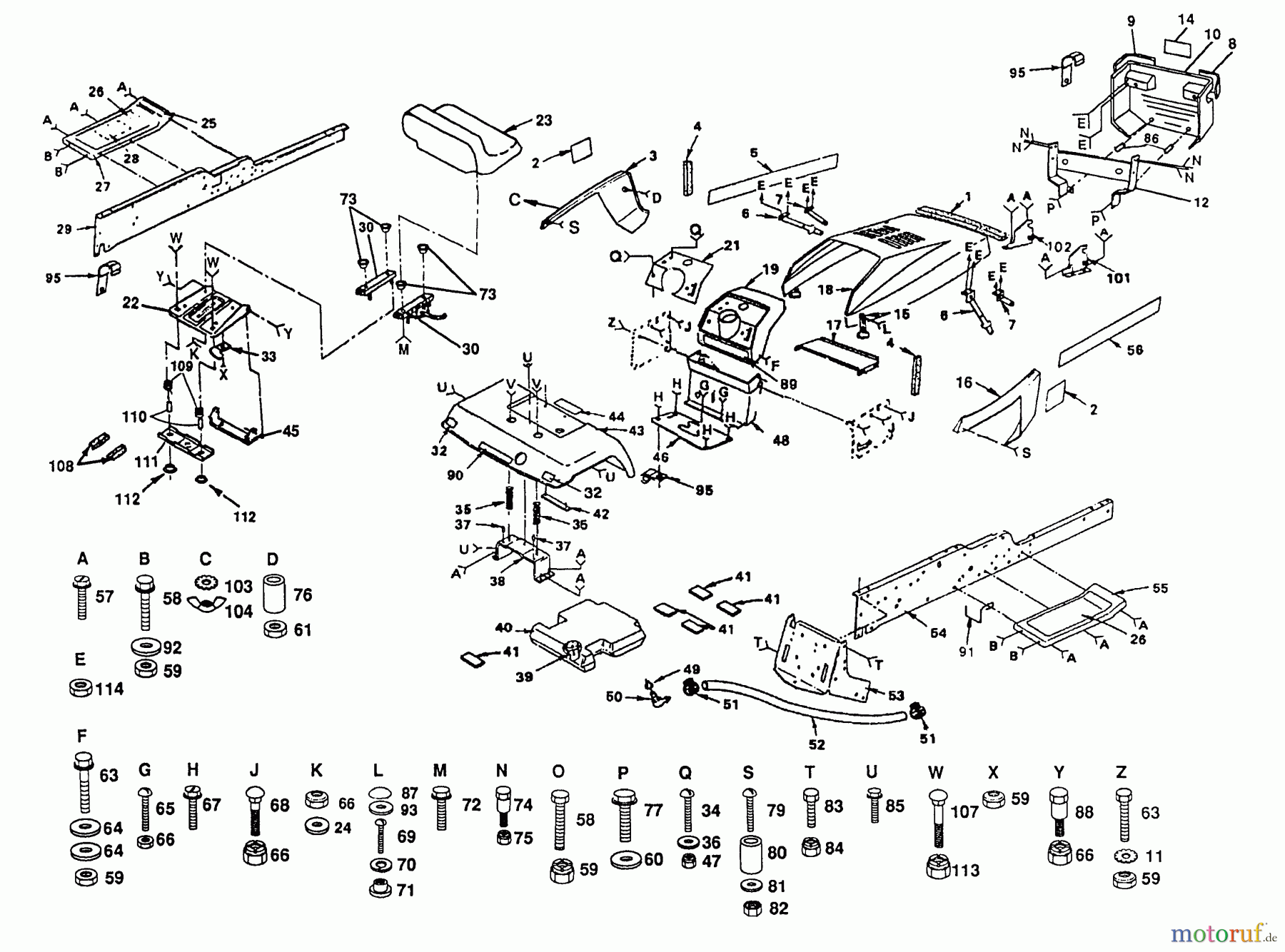 Husqvarna Rasen und Garten Traktoren HVGTK 180AR - Husqvarna Lawn Tractor (1990-03 & After) Frame, Fender And Drawbar