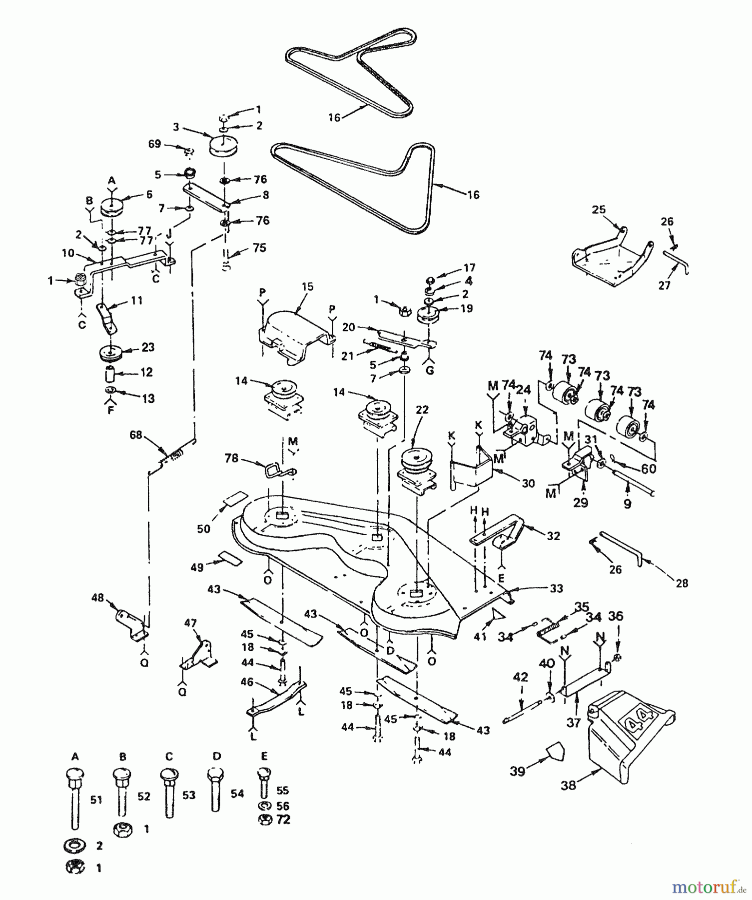 Husqvarna Rasen und Garten Traktoren HVGTV 16 AR - Husqvarna Lawn Tractor (1990-01 & After) Mower