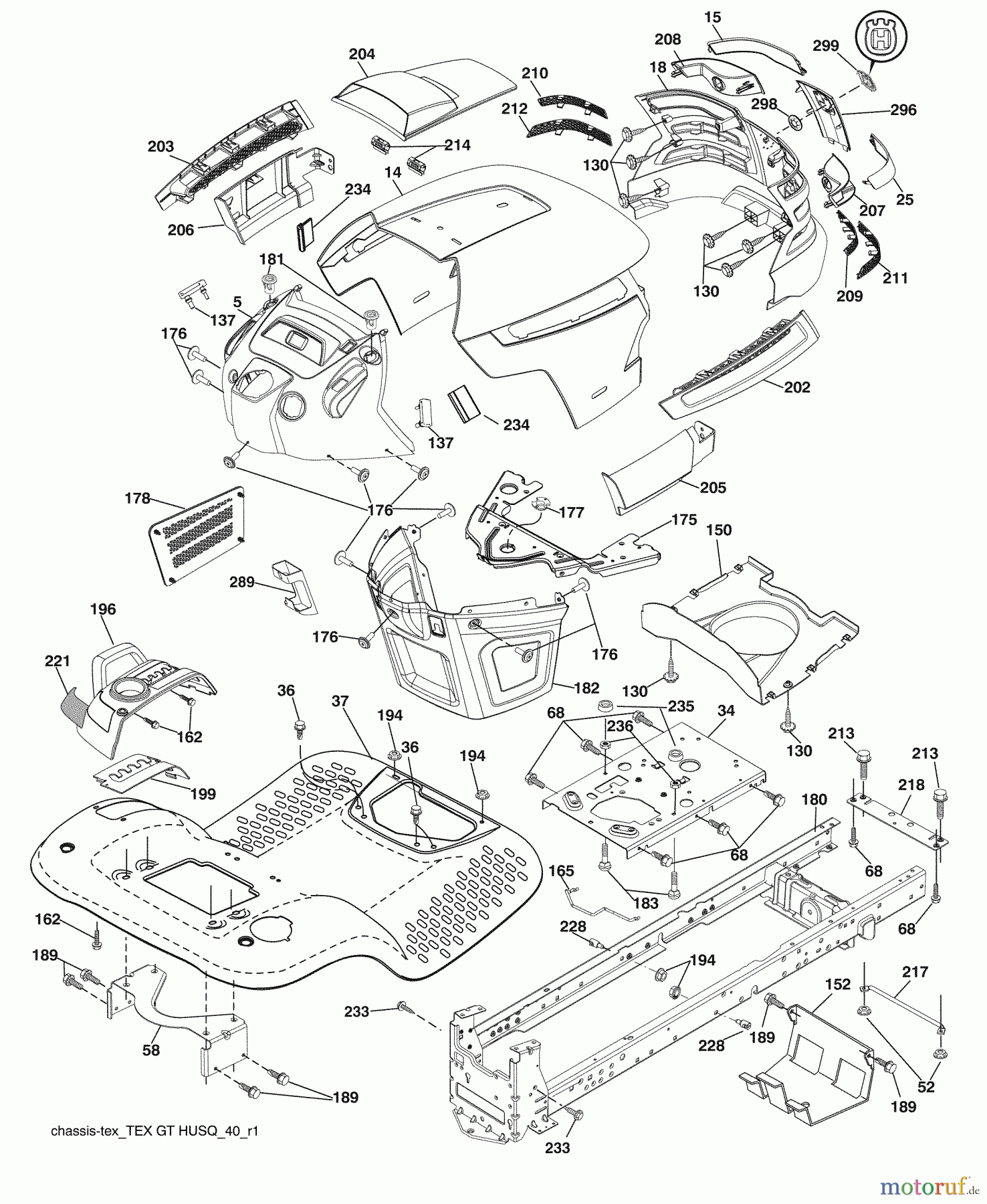 Husqvarna Rasen und Garten Traktoren LGT 2554 (96045001500) - Husqvarna Lawn Tractor (2009-01 & After) Chassis