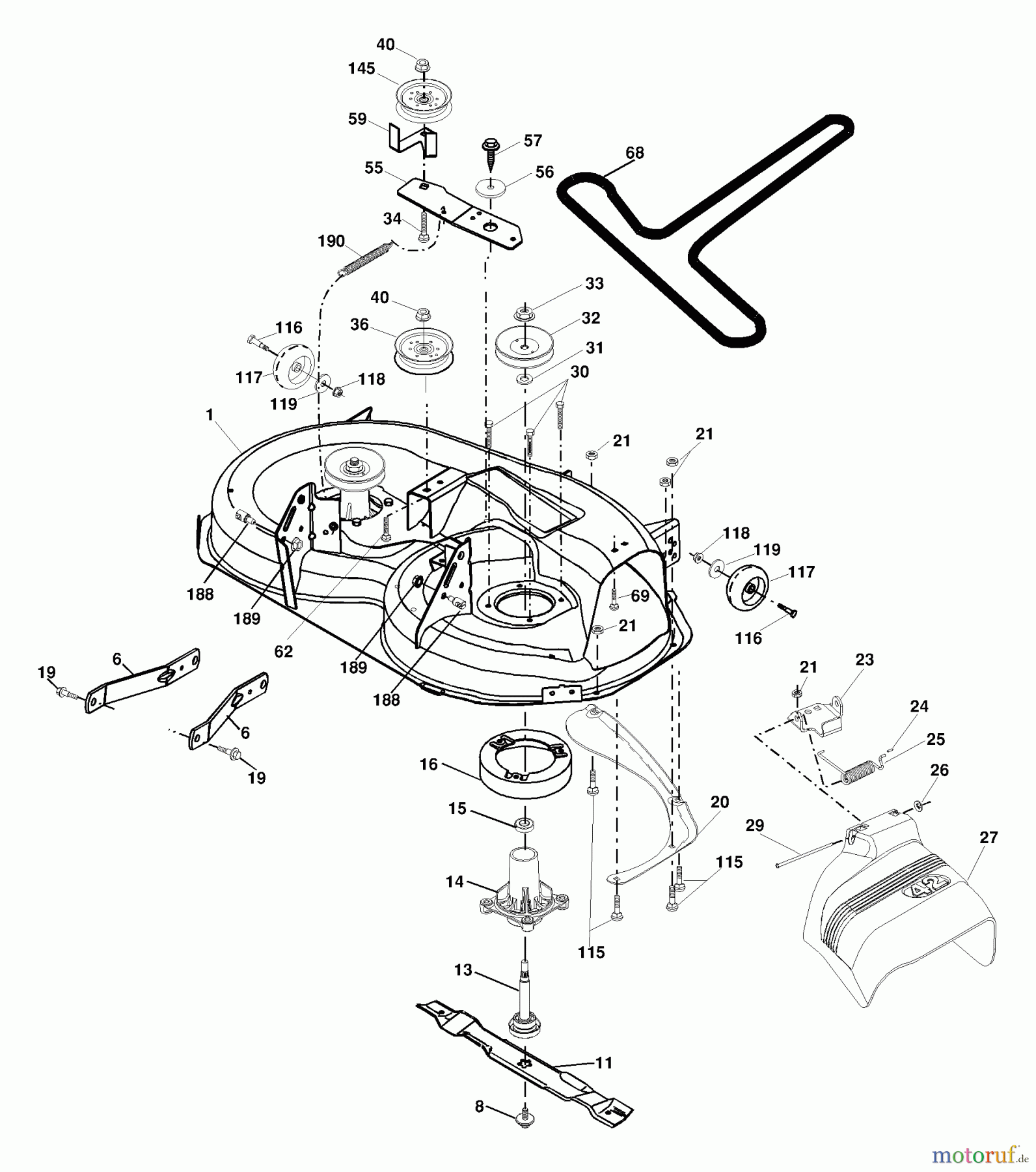 Husqvarna Rasen und Garten Traktoren LOYTH 20F42T (96045000201) - Husqvarna Lawn Tractor (2006-02 & After) Mower Deck