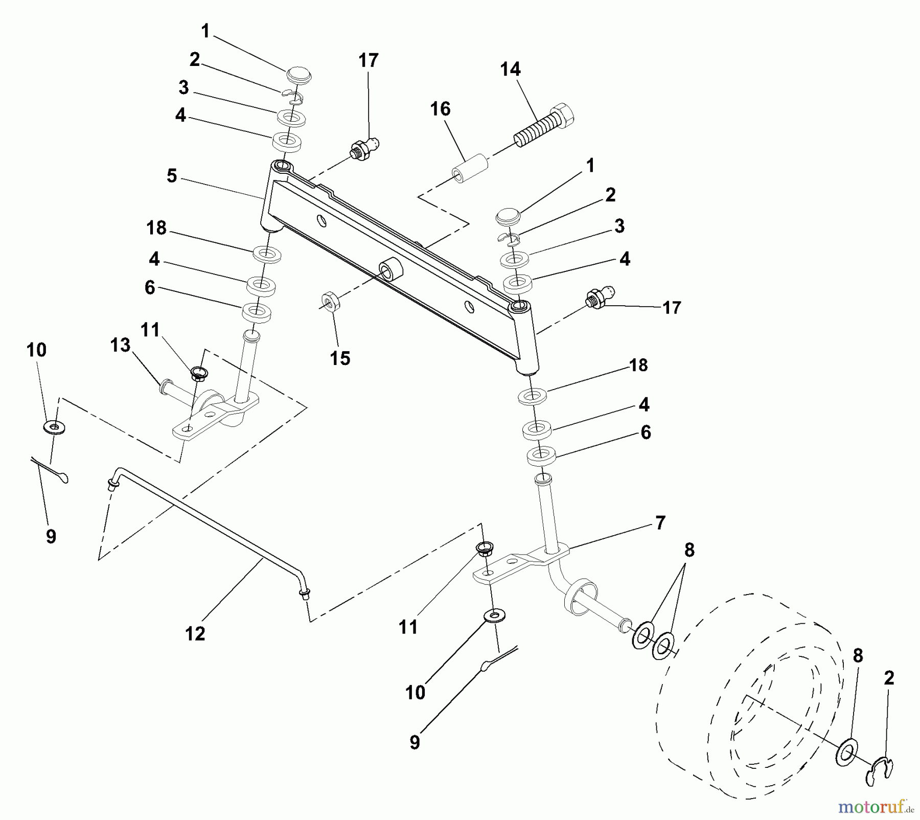  Husqvarna Rasen und Garten Traktoren LR 120 (954830051A) - Husqvarna Lawn Tractor (1995-08 & After) Front Axle