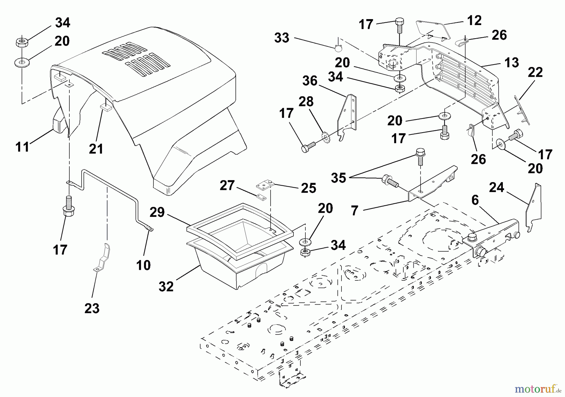 Husqvarna Rasen und Garten Traktoren LR 120 (954830051B) - Husqvarna Lawn Tractor (1996-05 & After) Hood