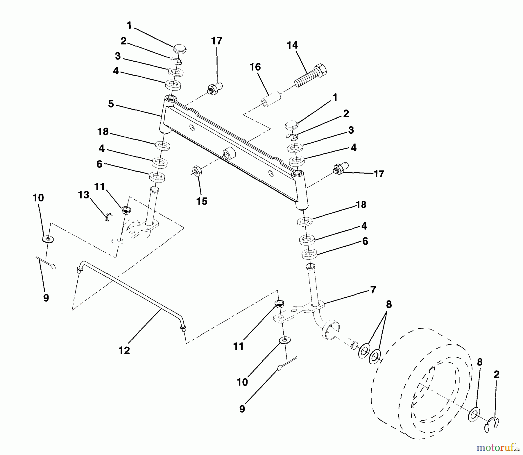 Husqvarna Rasen und Garten Traktoren LR 121 (954140001A) - Husqvarna Lawn Tractor (1997-12 & After) Front Axle