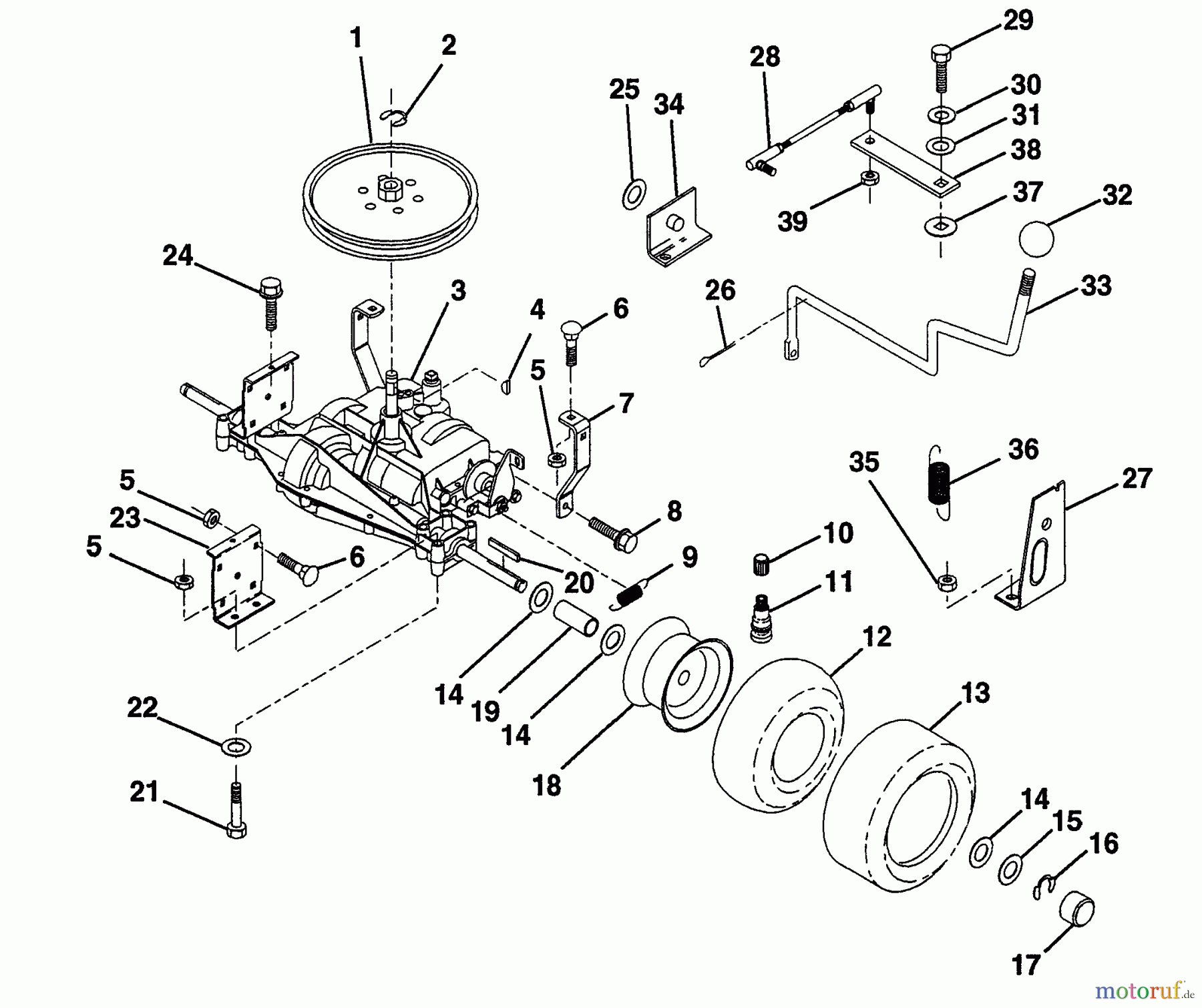 Husqvarna Rasen und Garten Traktoren LT 100 (954000312) (H1036A) - Husqvarna Lawn Tractor (1991-07 & After) Transaxle