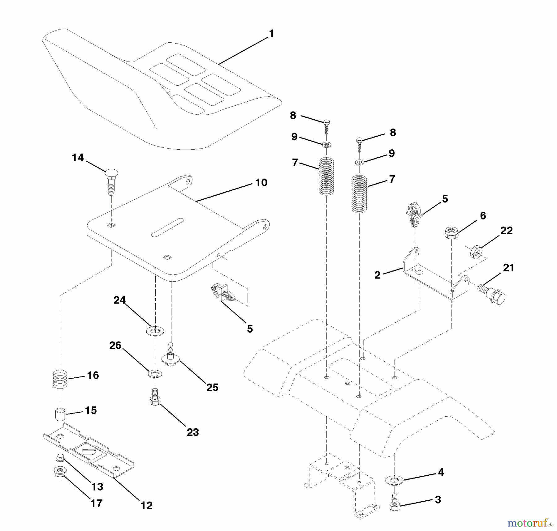 Husqvarna Rasen und Garten Traktoren LT 120 (954140047) (HCLT120A) - Husqvarna Lawn Tractor (1998-01 & After) Seat Assembly