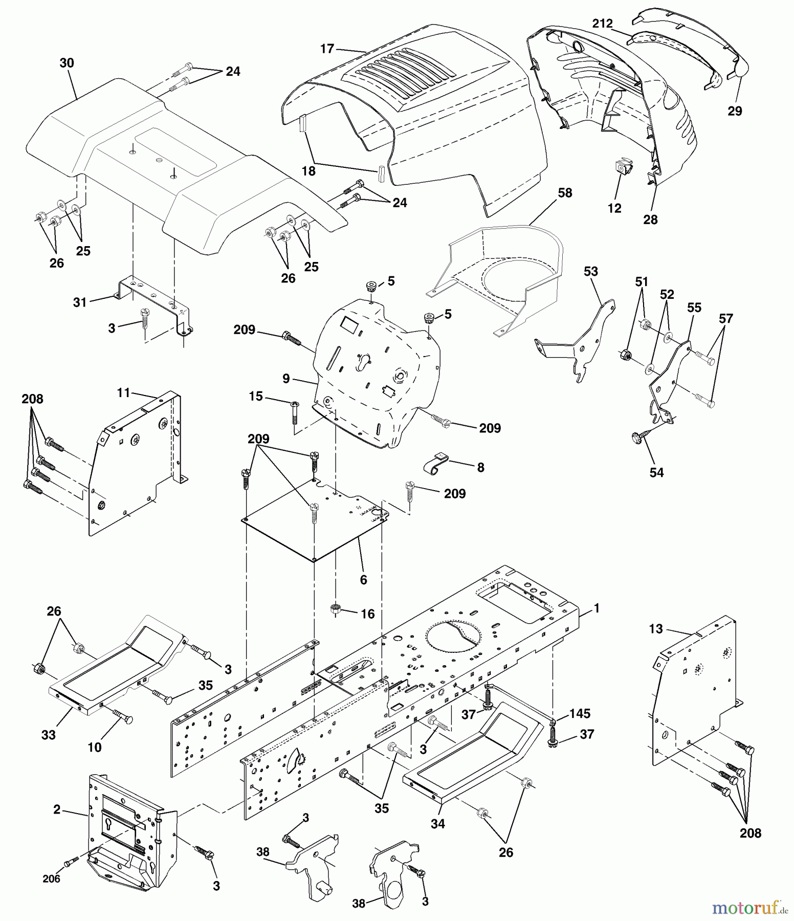 Husqvarna Rasen und Garten Traktoren LT 1238A (954567024) - Husqvarna Lawn Tractor (2000-10 & After) Chassis