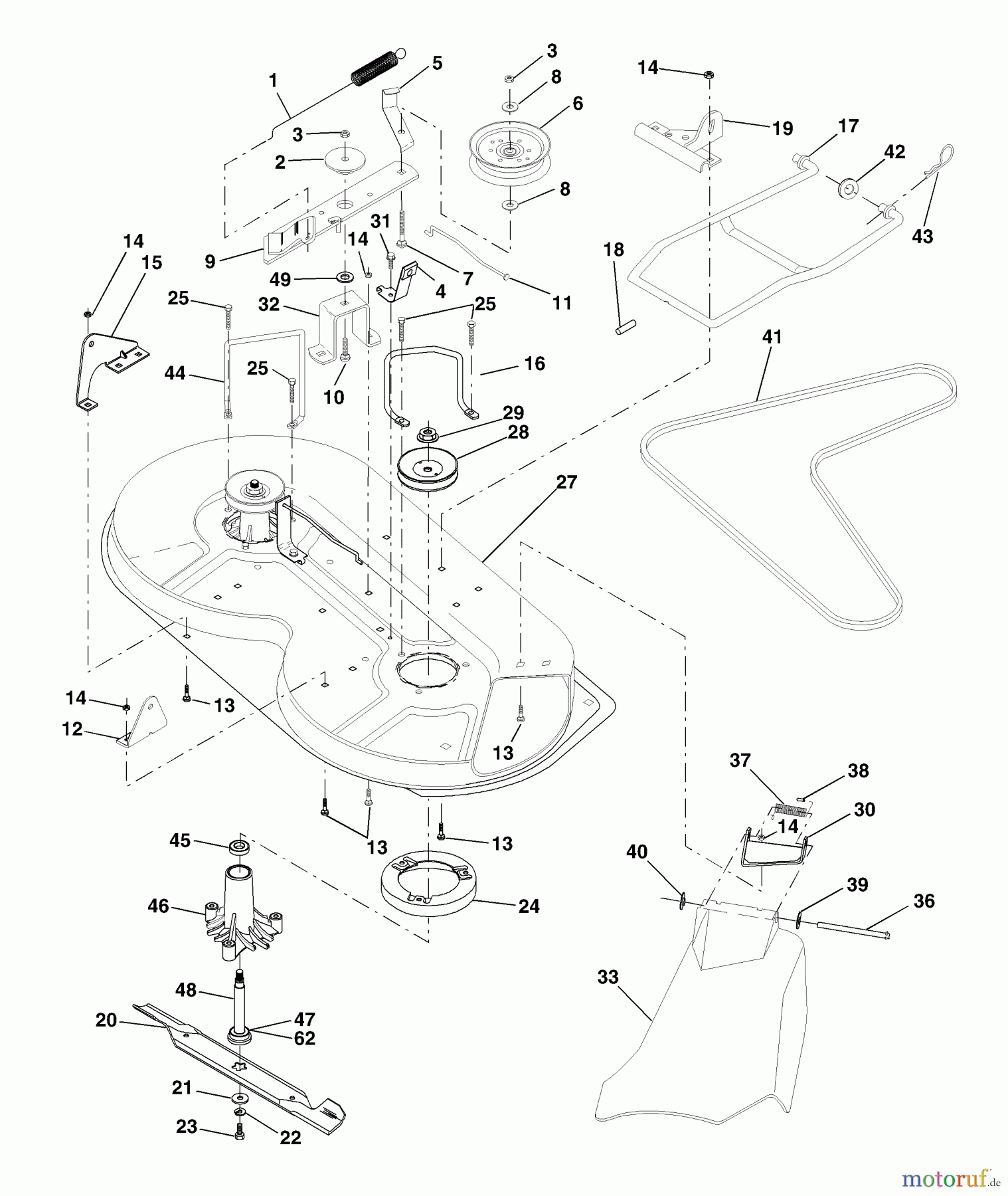 Husqvarna Rasen und Garten Traktoren LT 125 (954170001) (HE12536C) - Husqvarna Lawn Tractor (1998-10 & After) Mower Deck