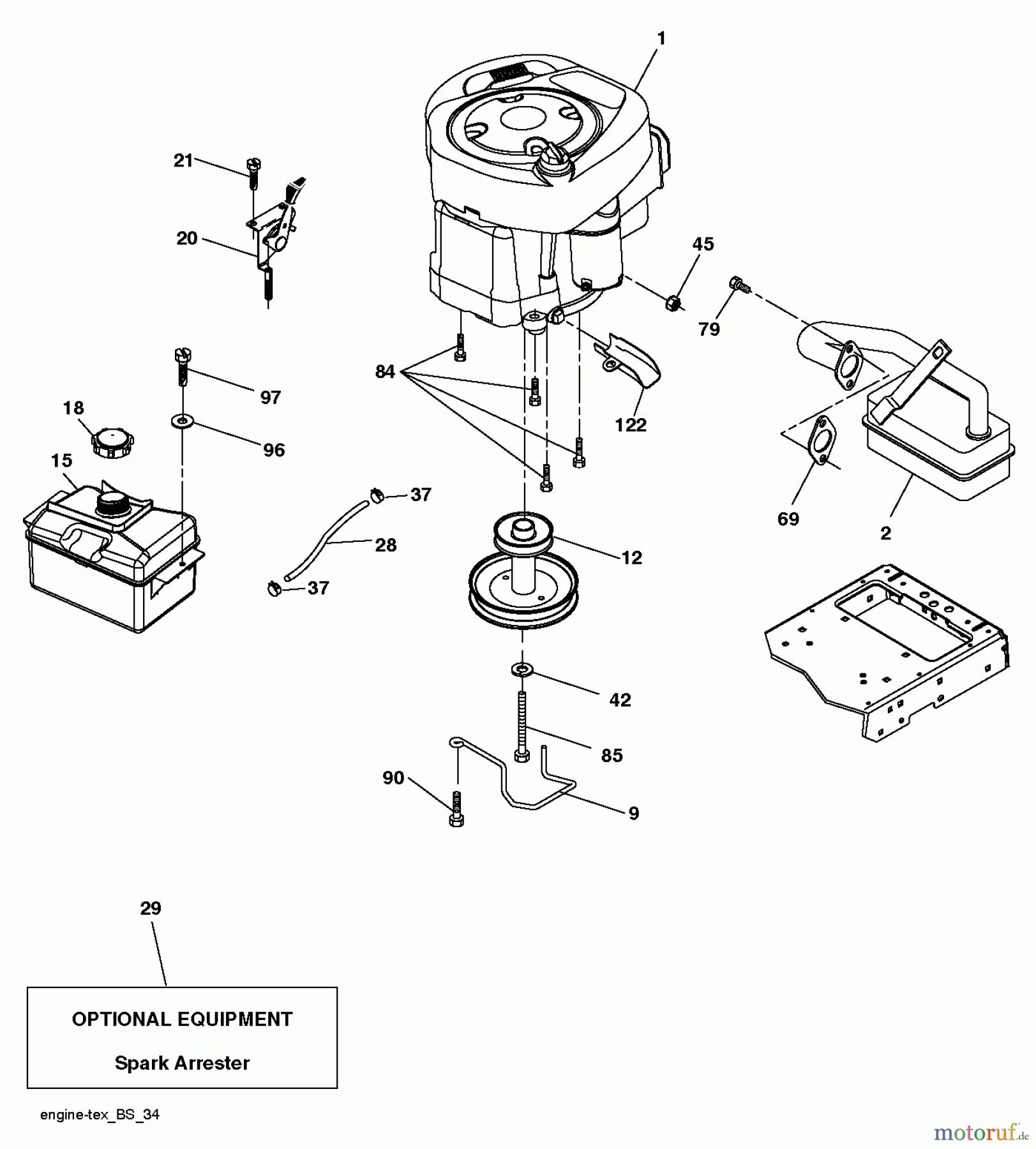  Husqvarna Rasen und Garten Traktoren LT 126 (96041019802) - Husqvarna Lawn Tractor (2011-07 & After) ENGINE