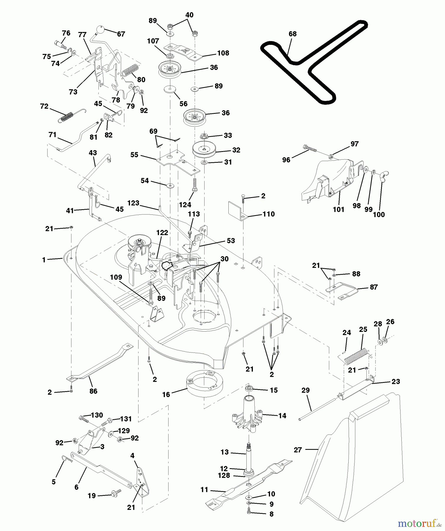Husqvarna Rasen und Garten Traktoren LTH 120 (954140013A) - Husqvarna Lawn Tractor (1997-12 & After) Mower Deck