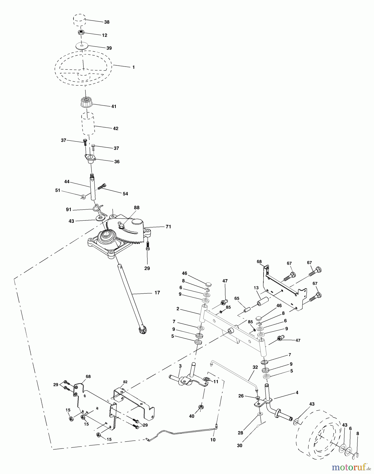 Husqvarna Rasen und Garten Traktoren LTH 1342 (954568519) (LTHK 1342 B) - Husqvarna Lawn Tractor (2002-02 & After) Steering Assembly