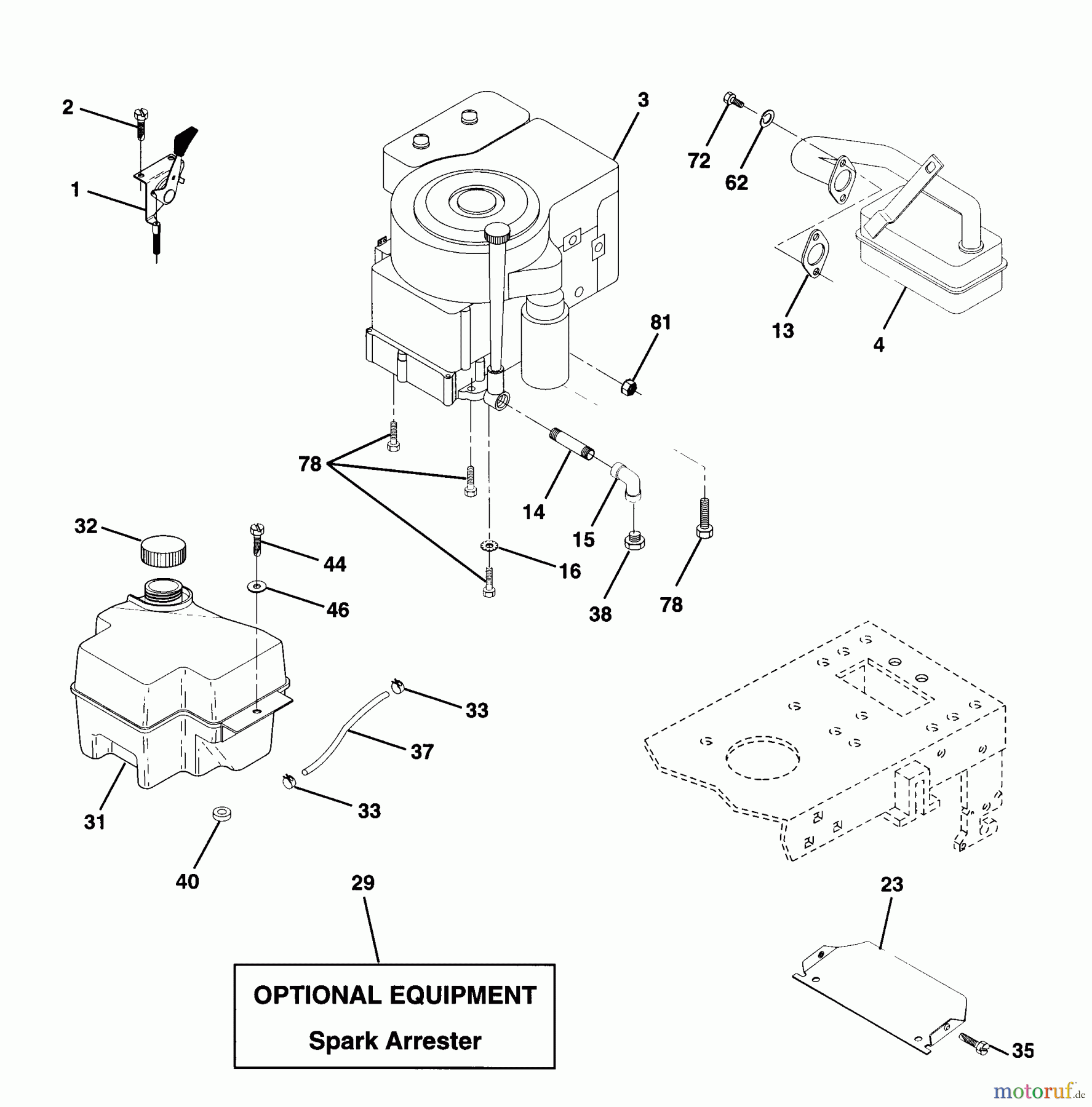 Husqvarna Rasen und Garten Traktoren LTH 145 (954140006A) - Husqvarna Lawn Tractor (1997-12 & After) Engine