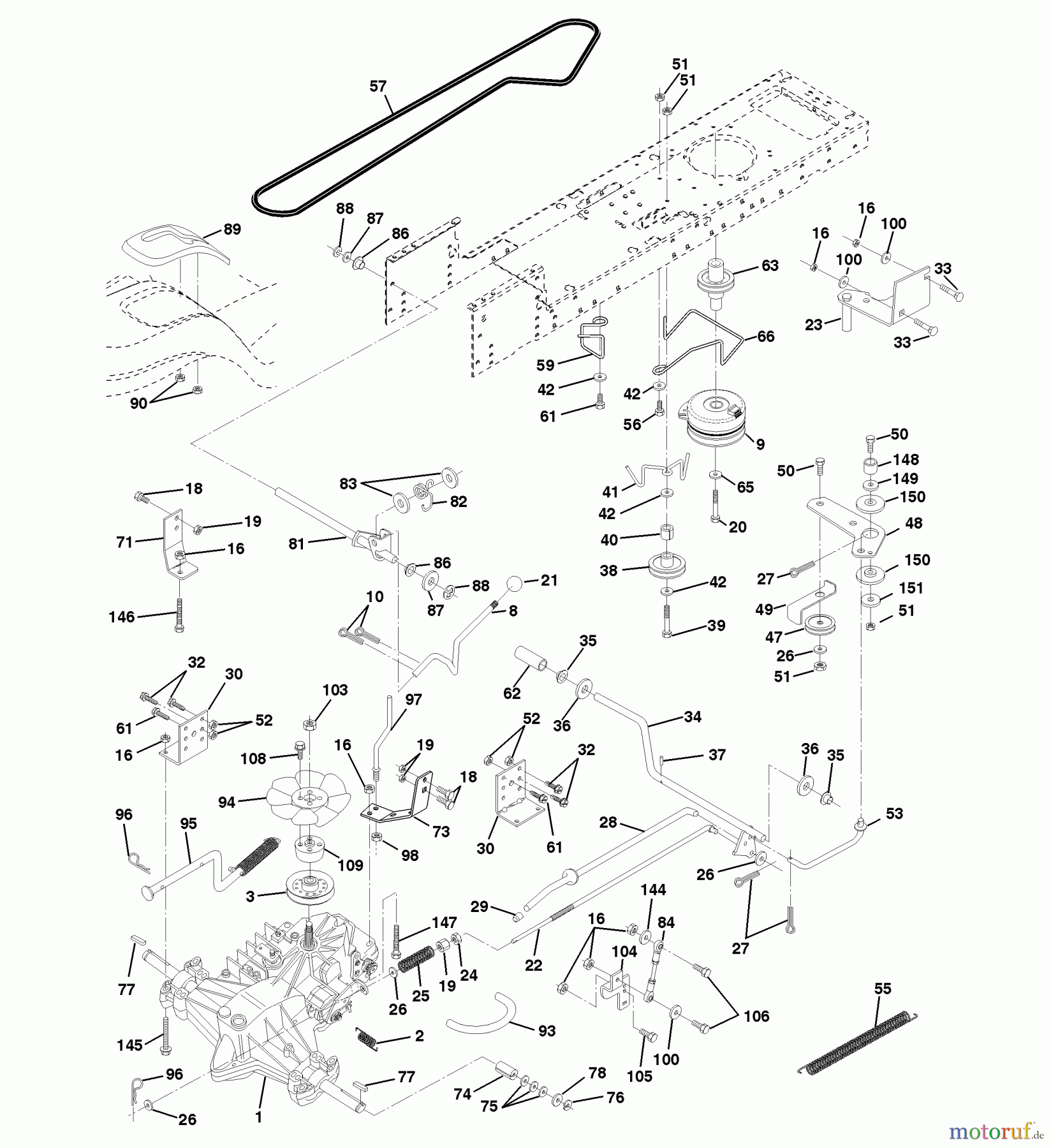  Husqvarna Rasen und Garten Traktoren LTH 145 (954140006D) - Husqvarna Lawn Tractor (1998-07 & After) Drive