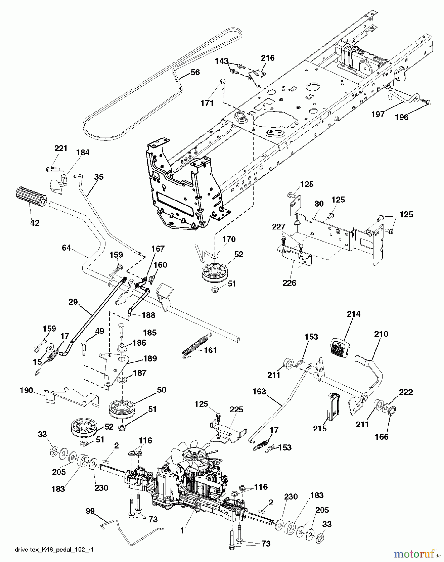 Husqvarna Rasen und Garten Traktoren LTH 174 (96041024501) - Husqvarna Lawn Tractor (2012-05 & After) DRIVE