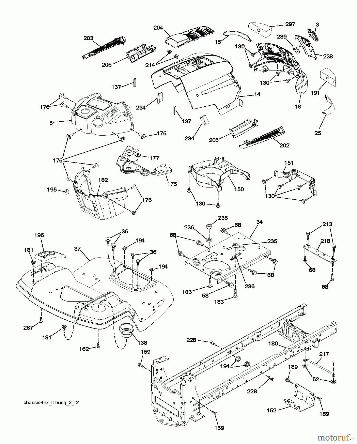  Husqvarna Rasen und Garten Traktoren LTH 18538 (250170) - Husqvarna Lawn Tractor (2012-01 & After) CHASSIS / FRAME