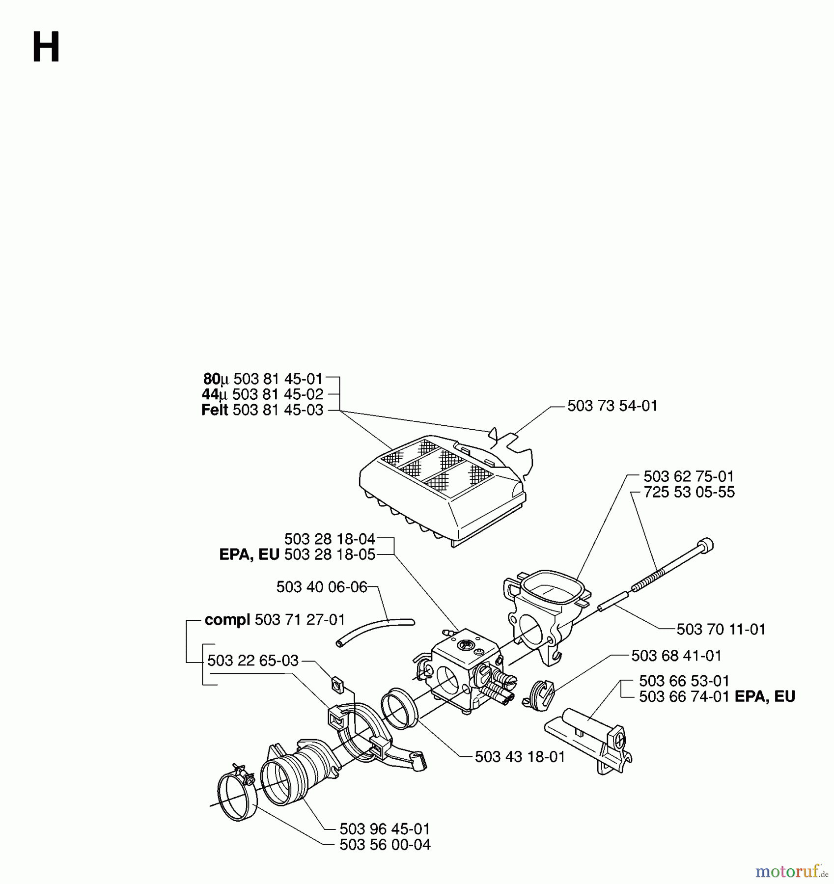  Jonsered Motorsägen CS2163 - Jonsered Chainsaw (2007-01) CARBURETOR AIR FILTER