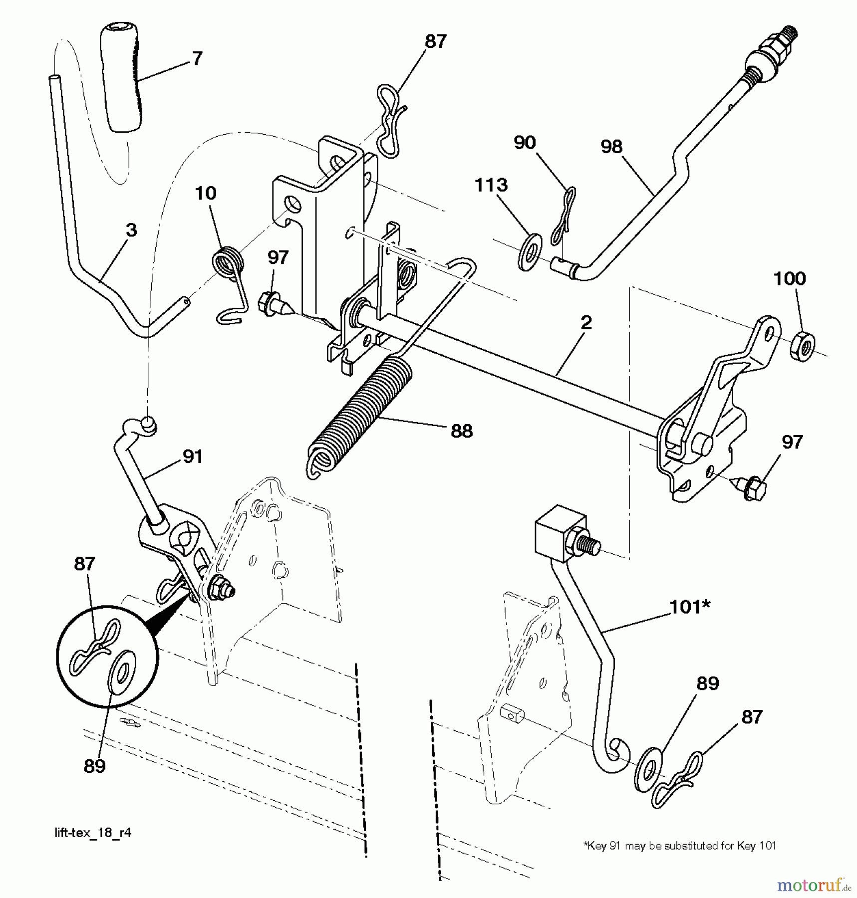  Jonsered Rasen  und Garten Traktoren LT2213 CA (96051001002) - Jonsered Lawn & Garden Tractor (2011-08) MOWER LIFT / DECK LIFT