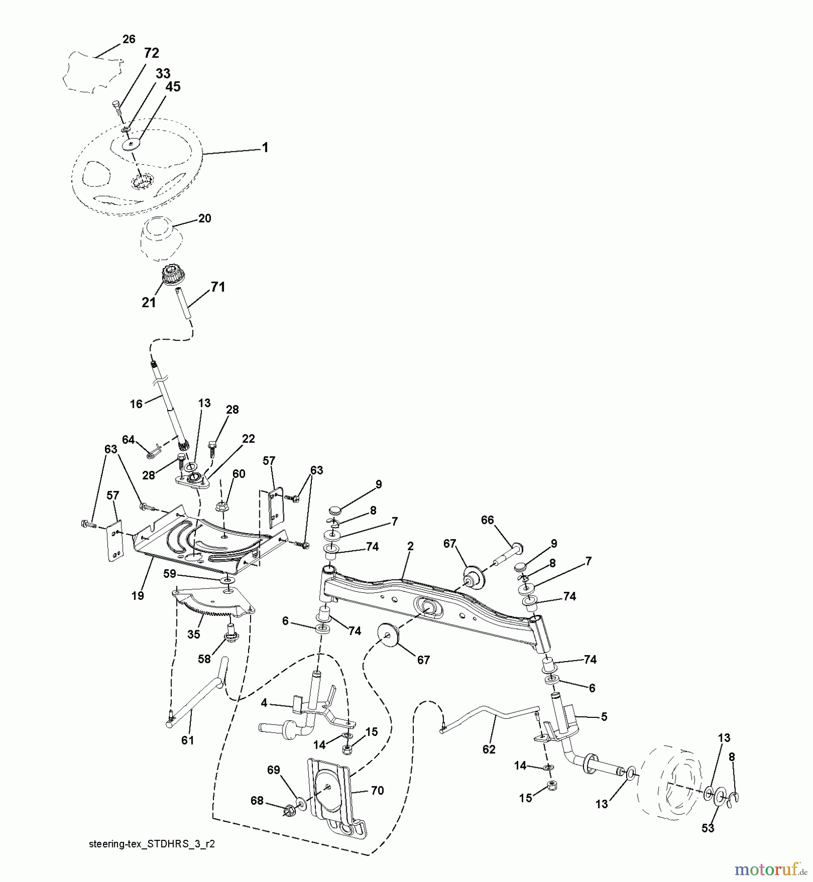 Jonsered Rasen und Garten Traktoren LT2216 (96041010205) - Jonsered Lawn & Garden Tractor (2011-07) STEERING