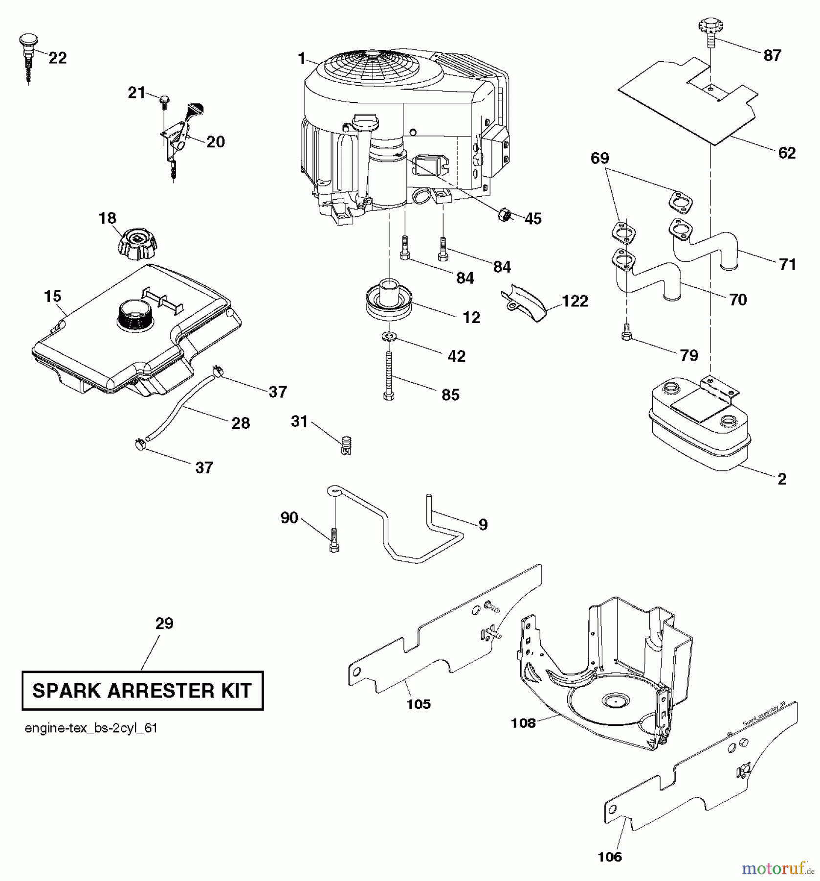  Jonsered Rasen  und Garten Traktoren LT2216 A2 (96041018101) - Jonsered Lawn & Garden Tractor (2010-08) ENGINE