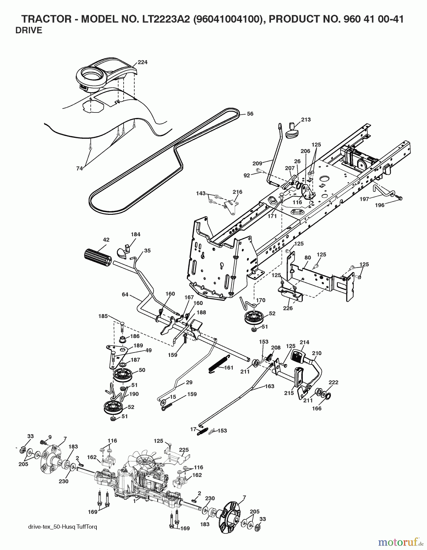  Jonsered Rasen  und Garten Traktoren LT2223 A2 (96041004100) - Jonsered Lawn & Garden Tractor (2007-04) DRIVE