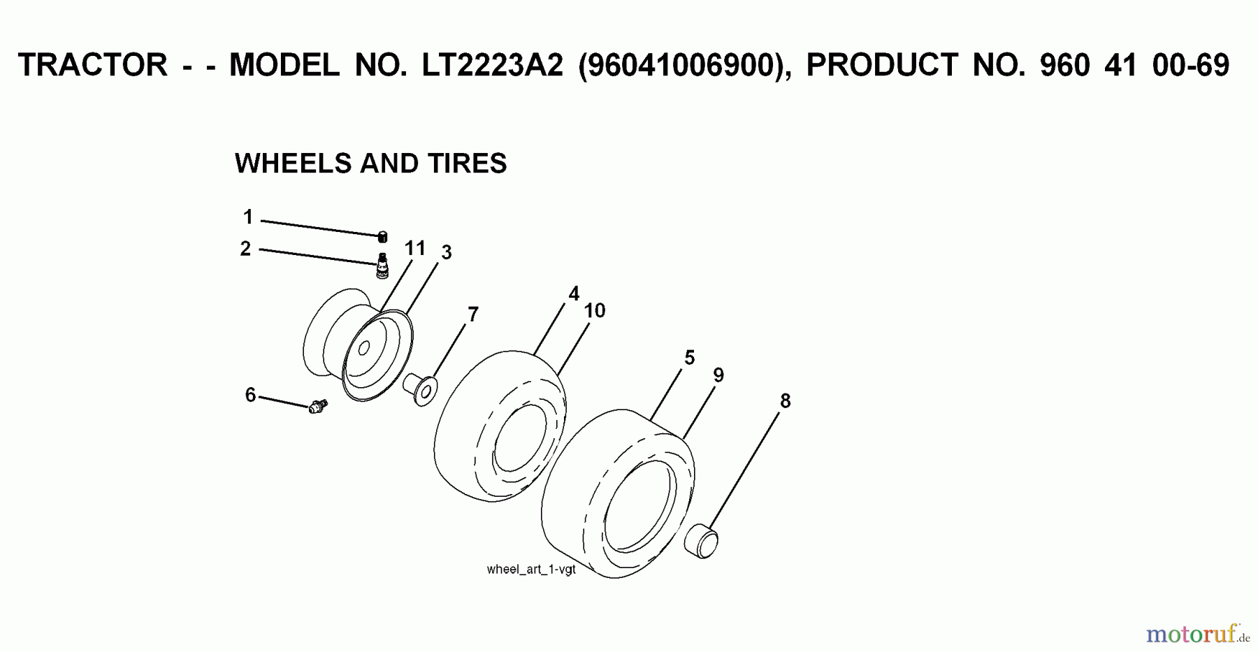  Jonsered Rasen  und Garten Traktoren LT2223 A2 (96041006900) - Jonsered Lawn & Garden Tractor (2008-02) WHEELS TIRES