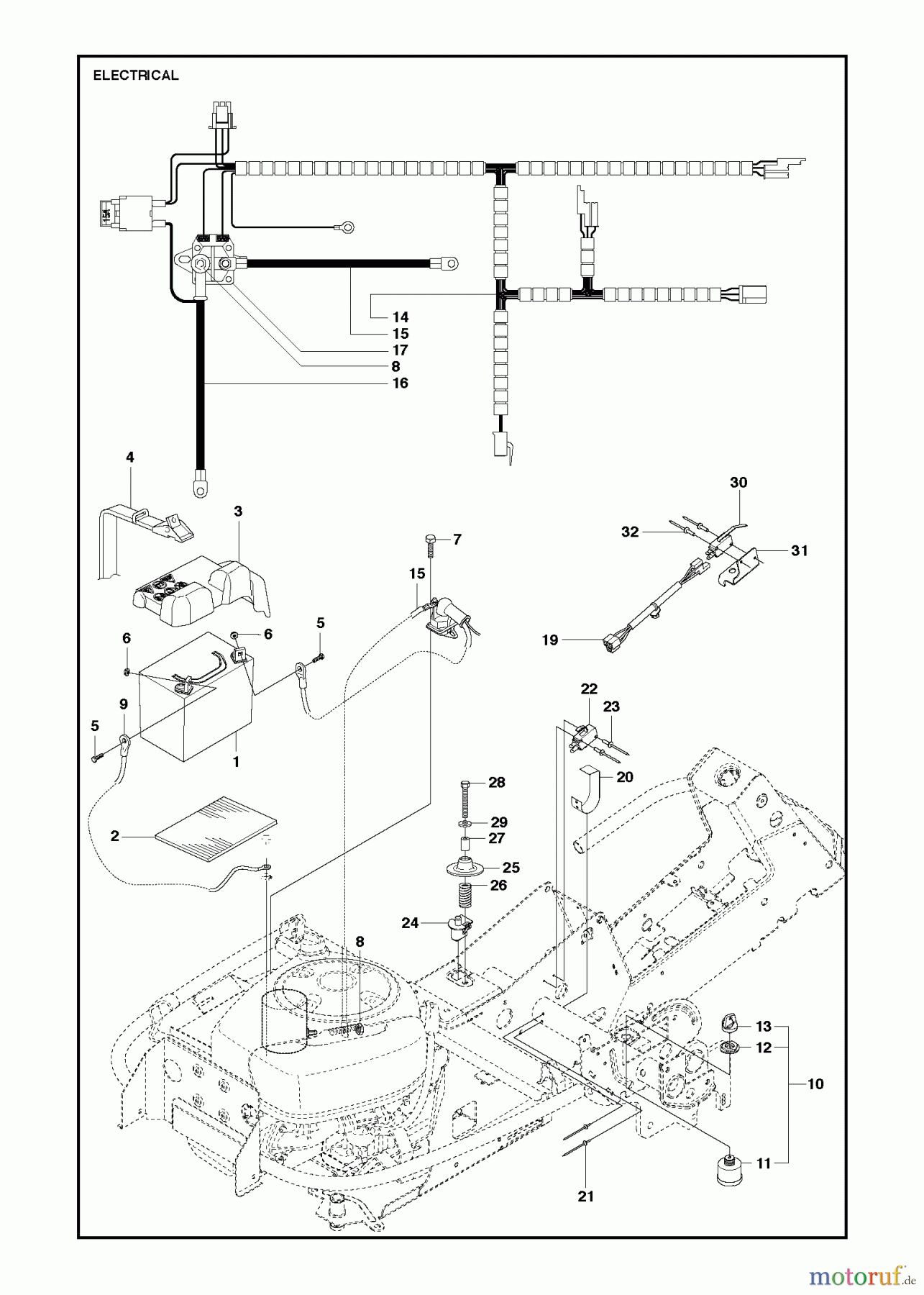  Jonsered Reitermäher FR2216 MA 4x4 (967179101) - Jonsered Rear-Engine Riding Mower (2013) ELECTRICAL