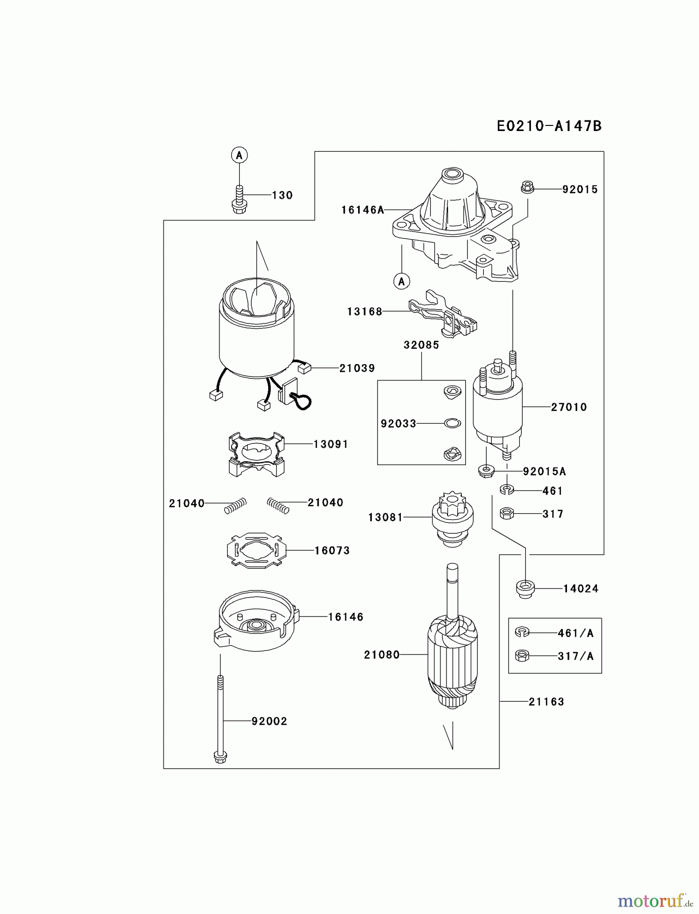 Kawasaki Motoren Motoren Vertikal FA210V - AS02 bis FH641V - DS24 FD590V-AS06 - Kawasaki FD590V 4-Stroke Engine STARTER