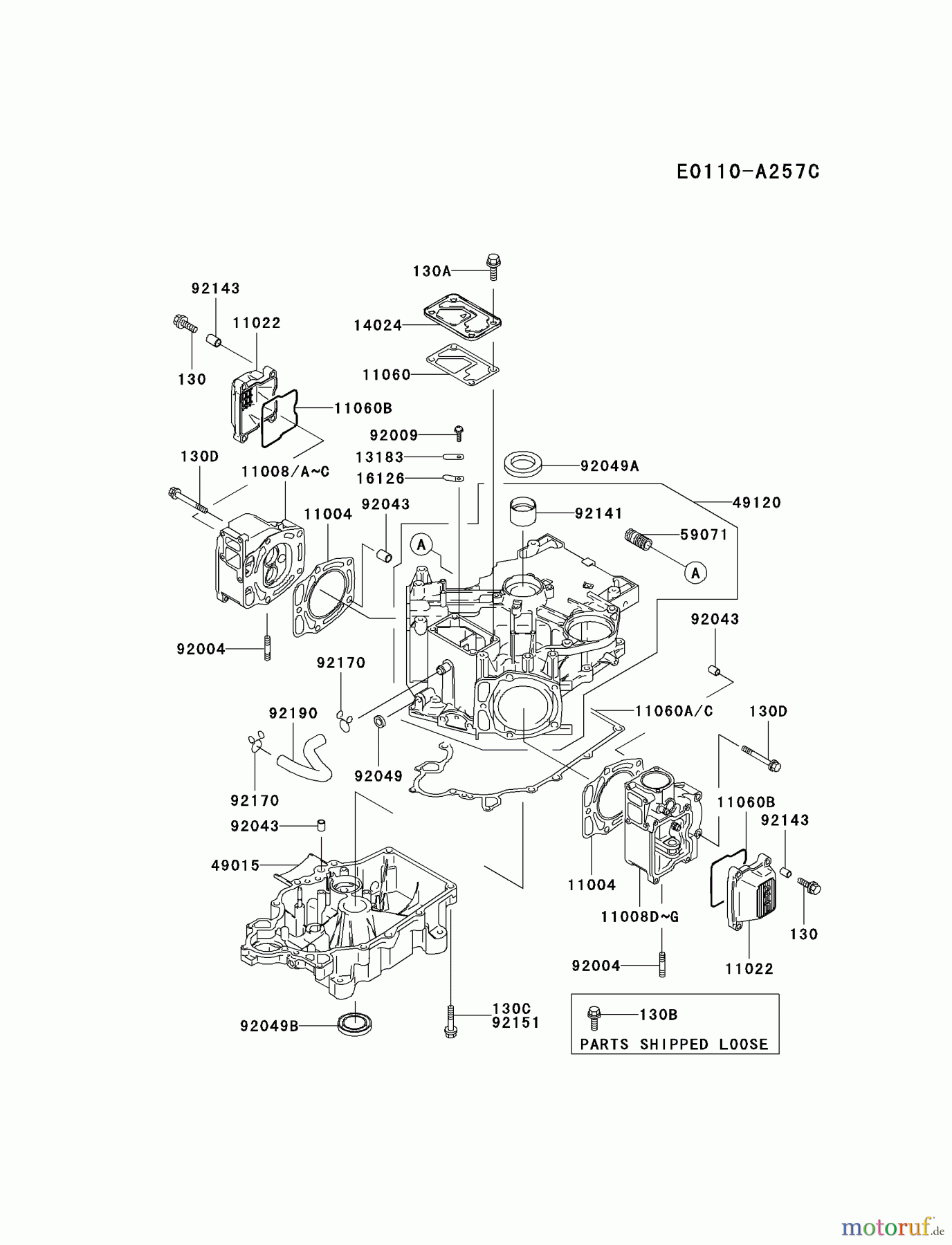 Kawasaki Motoren Motoren Vertikal FA210V - AS02 bis FH641V - DS24 FD590V-CS09 - Kawasaki FD590V 4-Stroke Engine CYLINDER/CRANKCASE