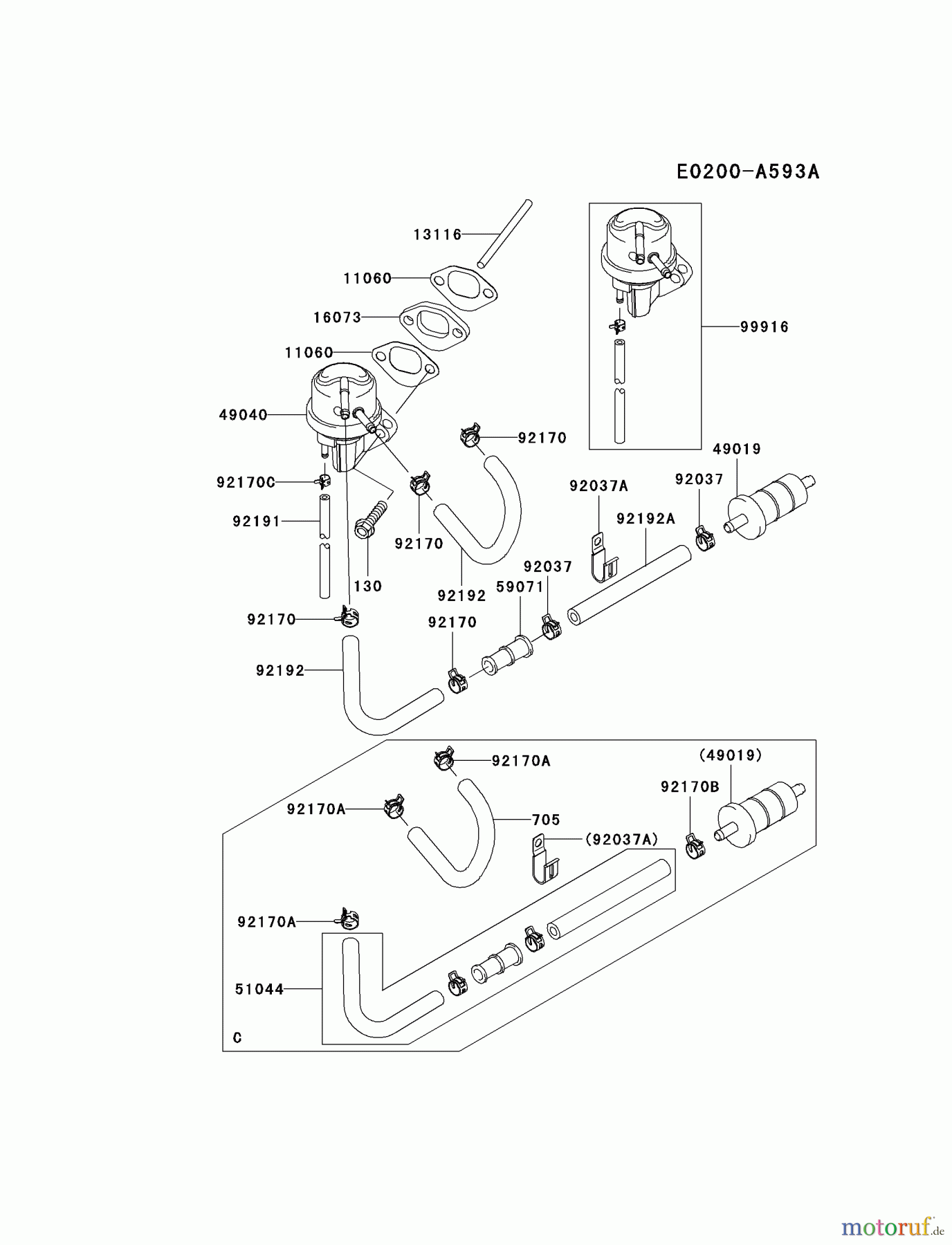 Kawasaki Motoren Motoren Vertikal FA210V - AS02 bis FH641V - DS24 FD611V-CS00 - Kawasaki FD611V 4-Stroke Engine FUEL-TANK/FUEL-VALVE