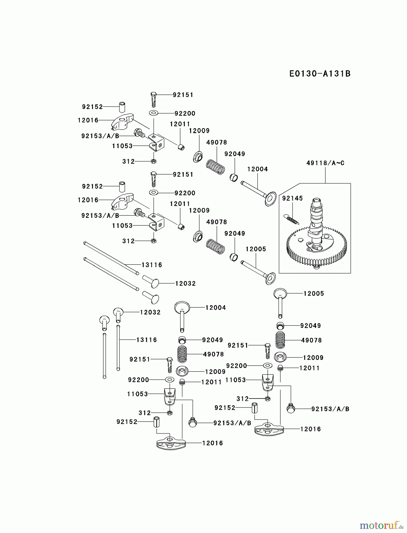 Kawasaki Motoren Motoren Vertikal FA210V - AS02 bis FH641V - DS24 FD731V-AS00 - Kawasaki FD731V 4-Stroke Engine VALVE/CAMSHAFT
