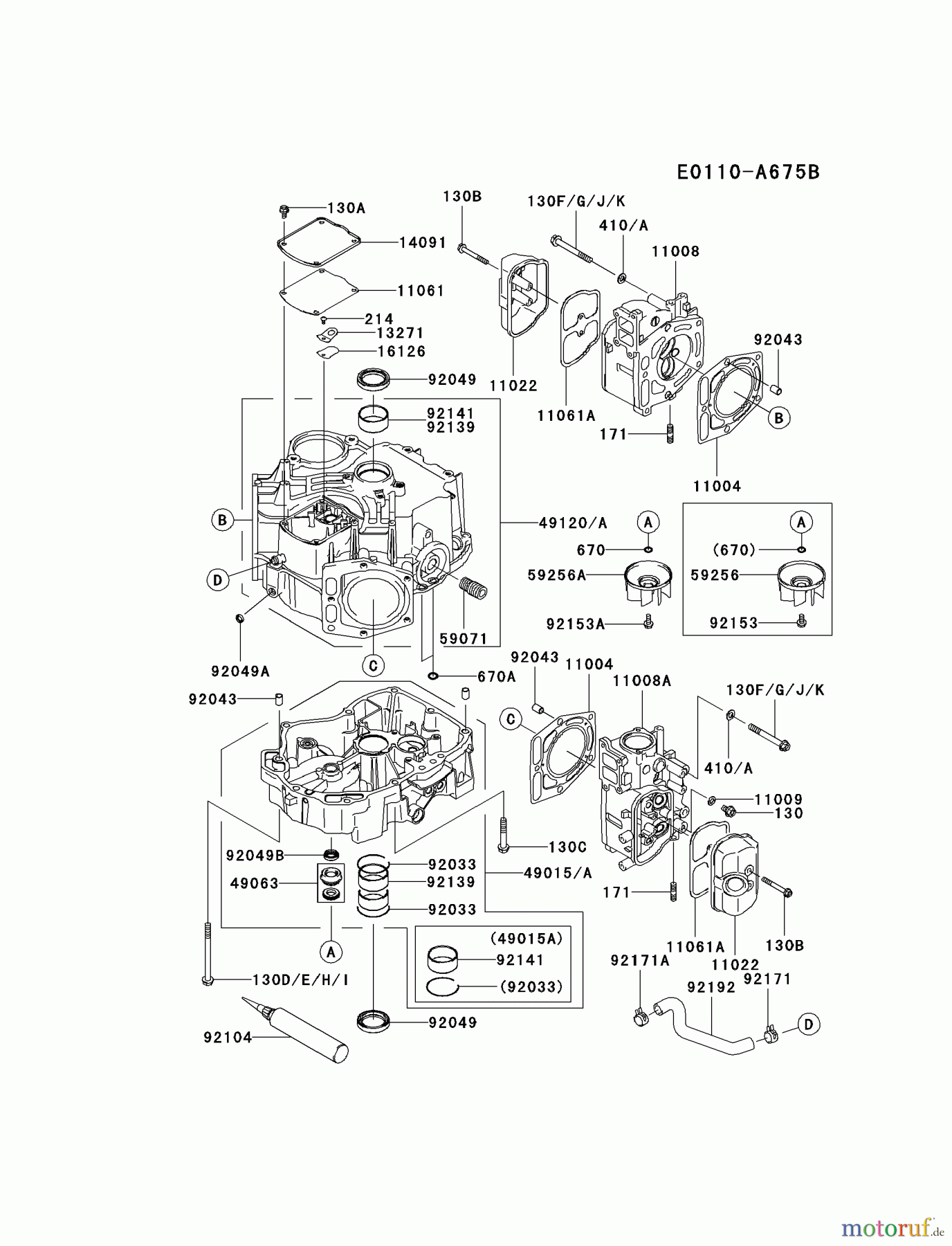 Kawasaki Motoren Motoren Vertikal FA210V - AS02 bis FH641V - DS24 FD731V-ES04 - Kawasaki FD731V 4-Stroke Engine CYLINDER/CRANKCASE #1