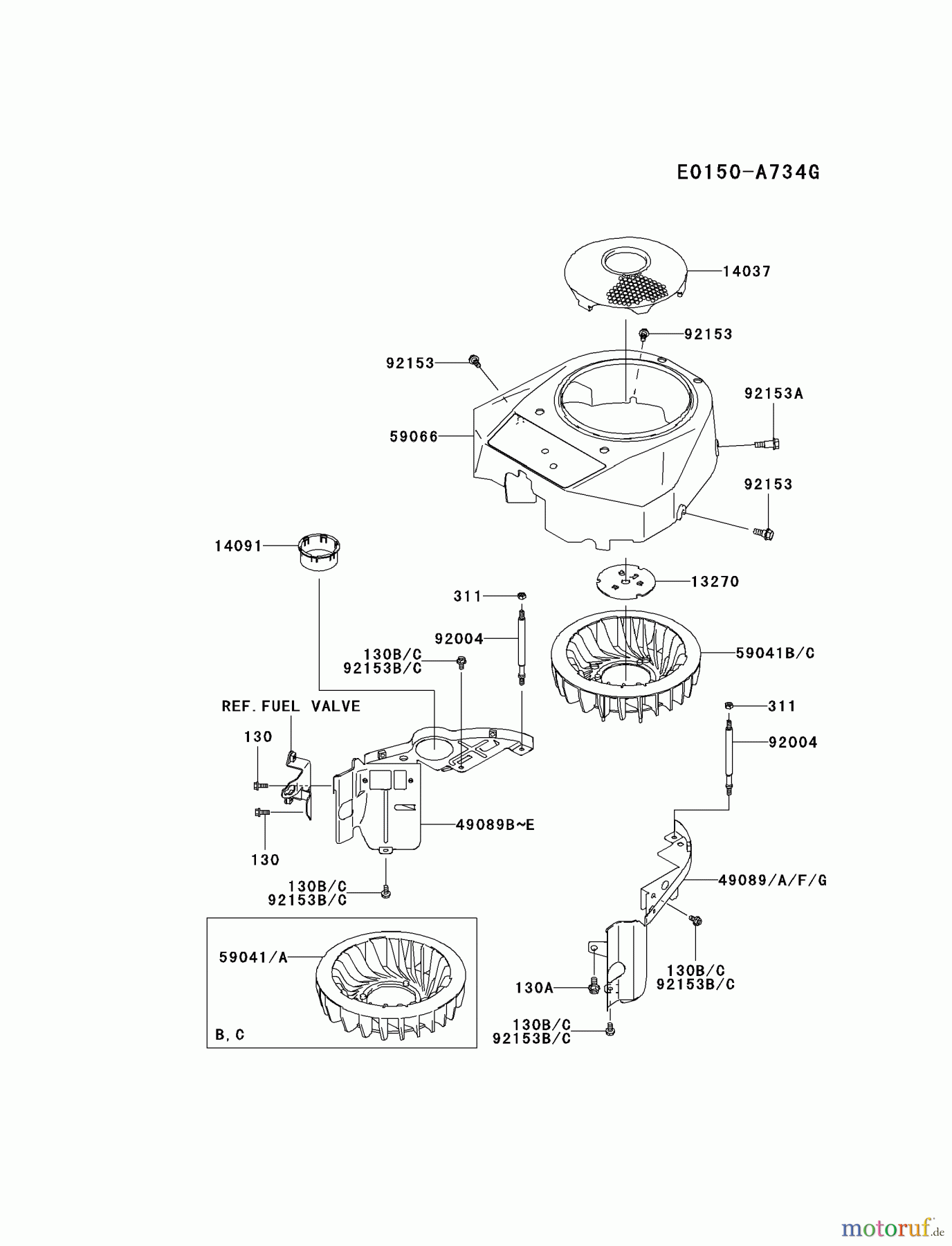 Kawasaki Motoren Motoren Vertikal FA210V - AS02 bis FH641V - DS24 FH381V-CS06 - Kawasaki FH381V 4-Stroke Engine COOLING-EQUIPMENT