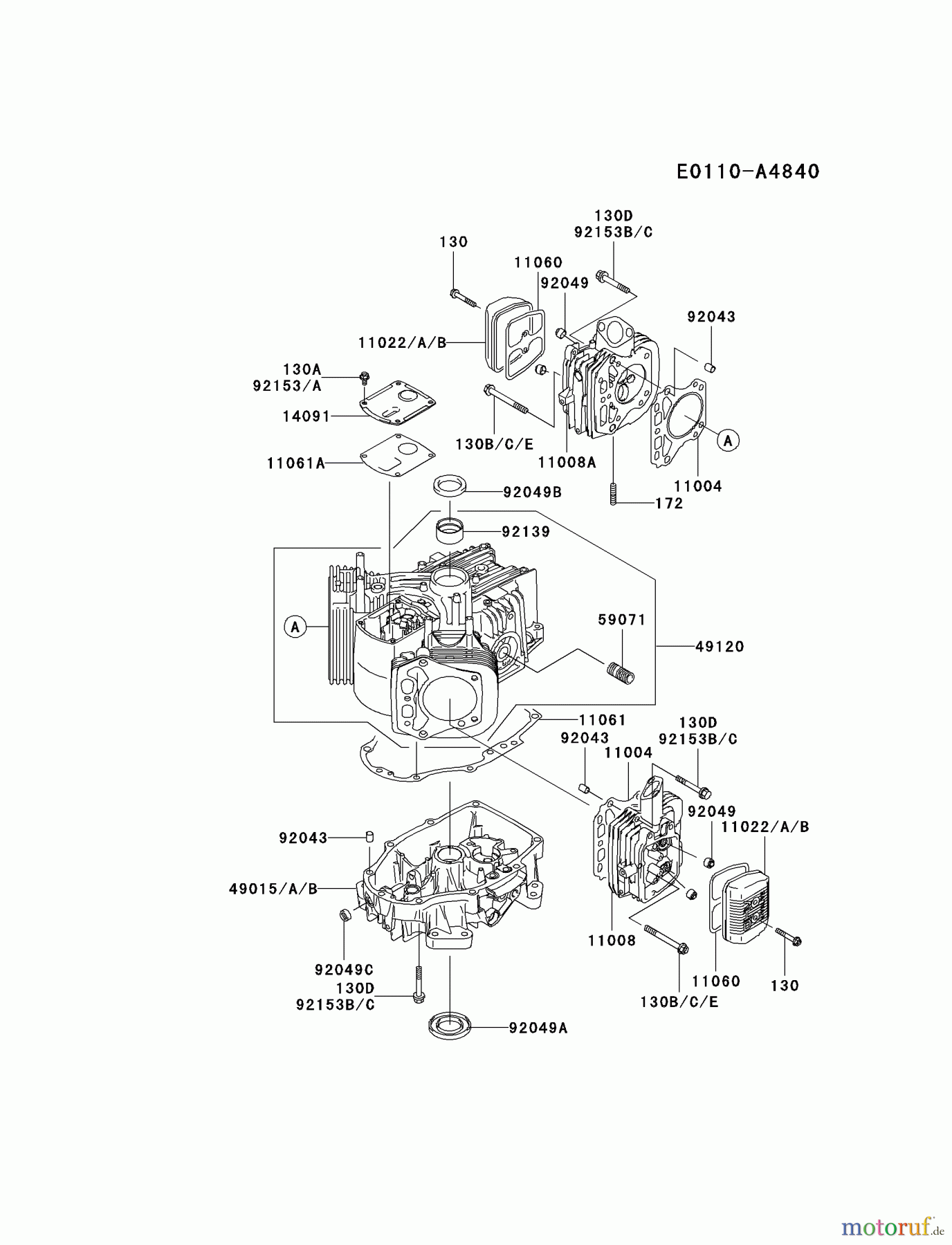 Kawasaki Motoren Motoren Vertikal FA210V - AS02 bis FH641V - DS24 FH381V-DS22 - Kawasaki FH381V 4-Stroke Engine CYLINDER/CRANKCASE