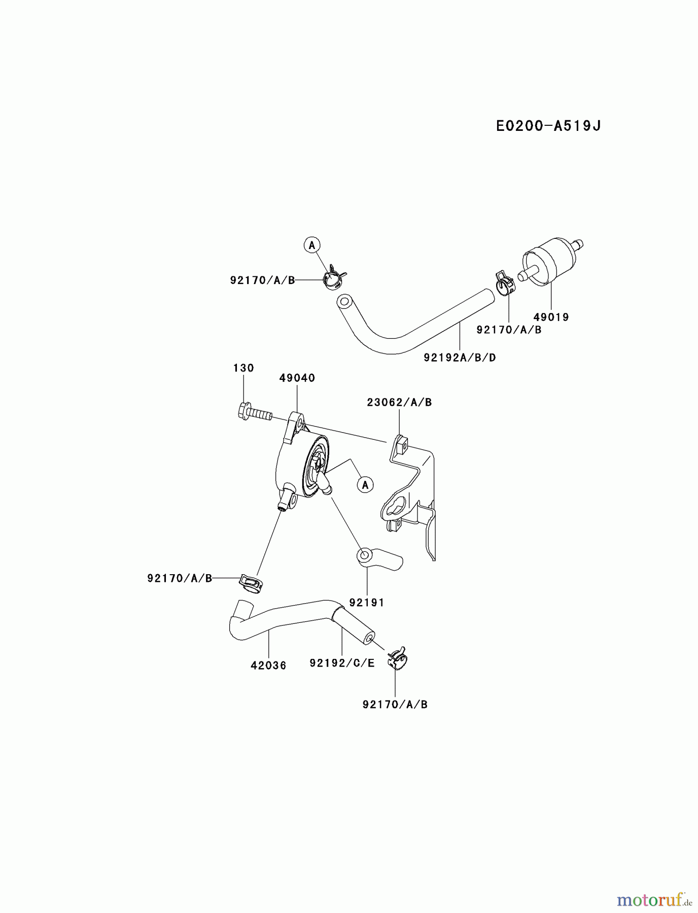 Kawasaki Motoren Motoren Vertikal FA210V - AS02 bis FH641V - DS24 FH381V-DS23 - Kawasaki FH381V 4-Stroke Engine FUEL-TANK/FUEL-VALVE