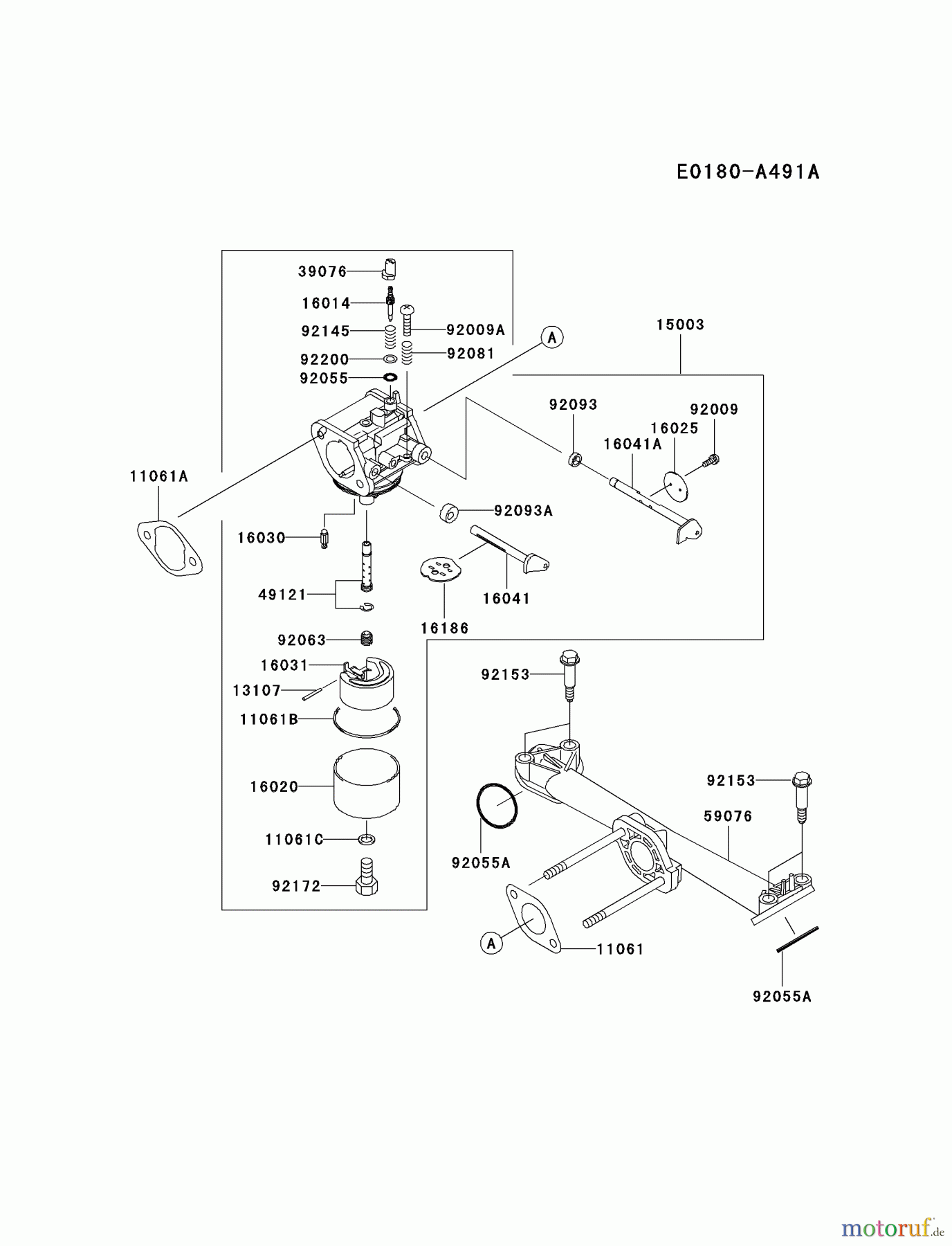 Kawasaki Motoren Motoren Vertikal FA210V - AS02 bis FH641V - DS24 FH381V-AS01 - Kawasaki FH381V 4-Stroke Engine CARBURETOR