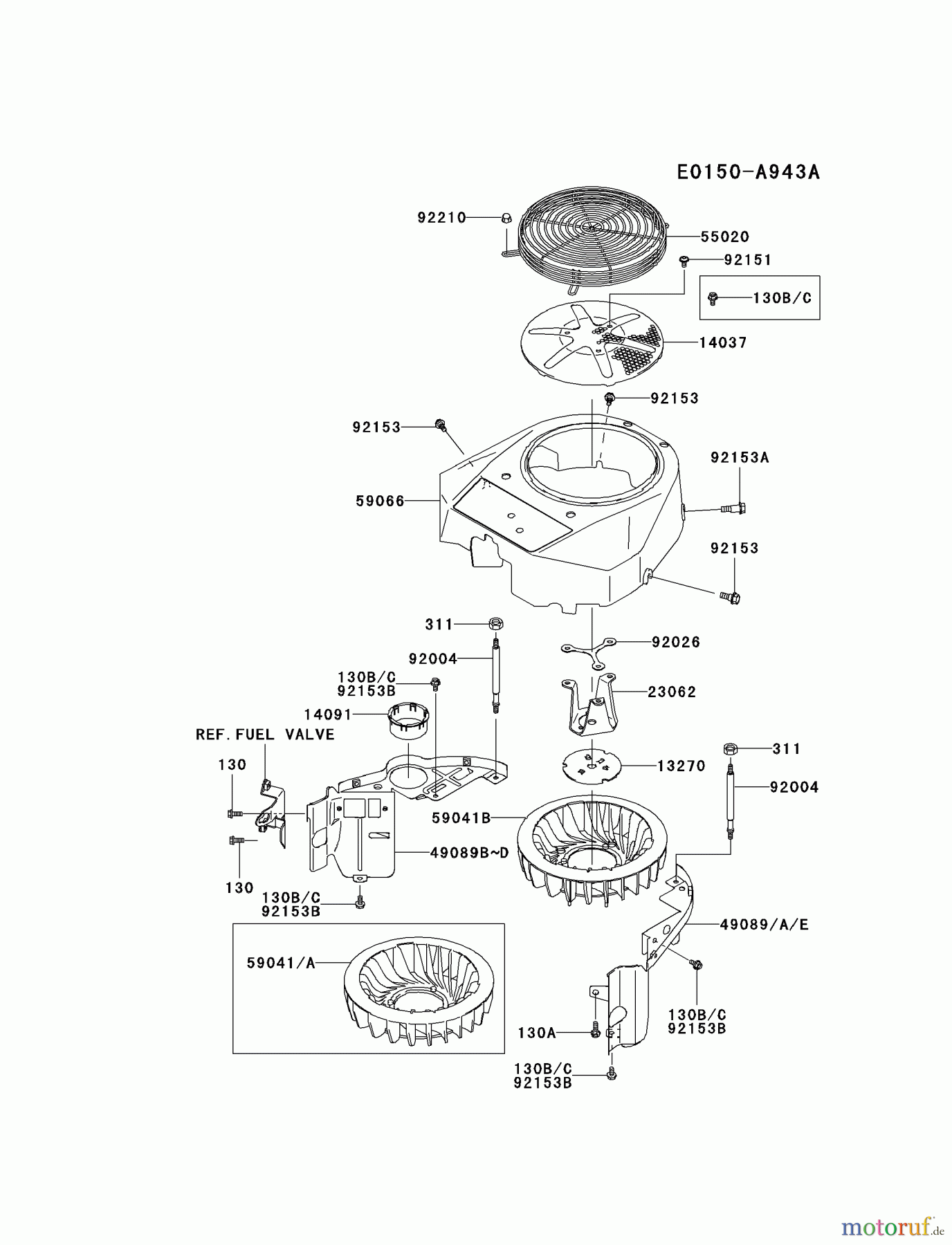 Kawasaki Motoren Motoren Vertikal FA210V - AS02 bis FH641V - DS24 FH430V-BS05 - Kawasaki FH430V 4-Stroke Engine COOLING-EQUIPMENT