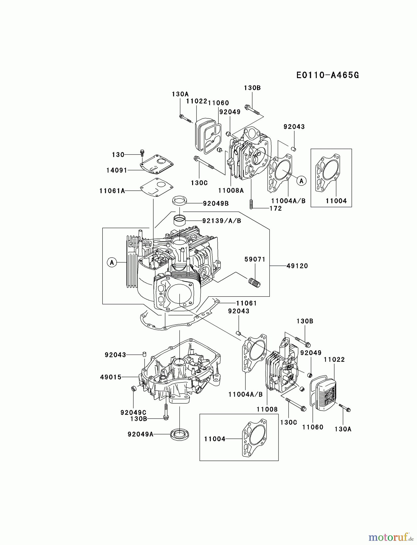 Kawasaki Motoren Motoren Vertikal FA210V - AS02 bis FH641V - DS24 FH430V-AS27 - Kawasaki FH430V 4-Stroke Engine CYLINDER/CRANKCASE