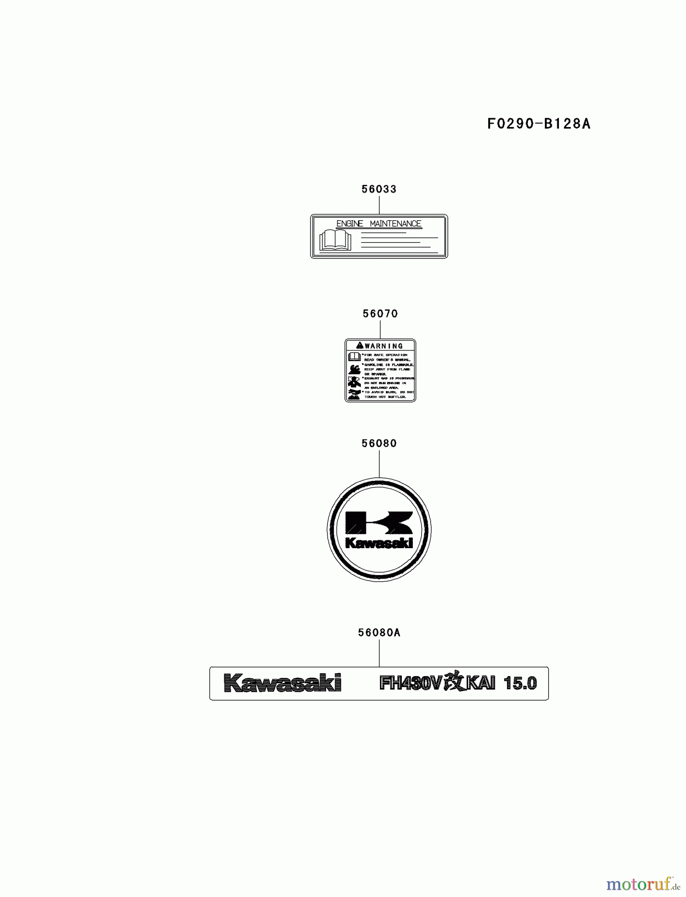 Kawasaki Motoren Motoren Vertikal FA210V - AS02 bis FH641V - DS24 FH430V-BS28 - Kawasaki FH430V 4-Stroke Engine LABEL